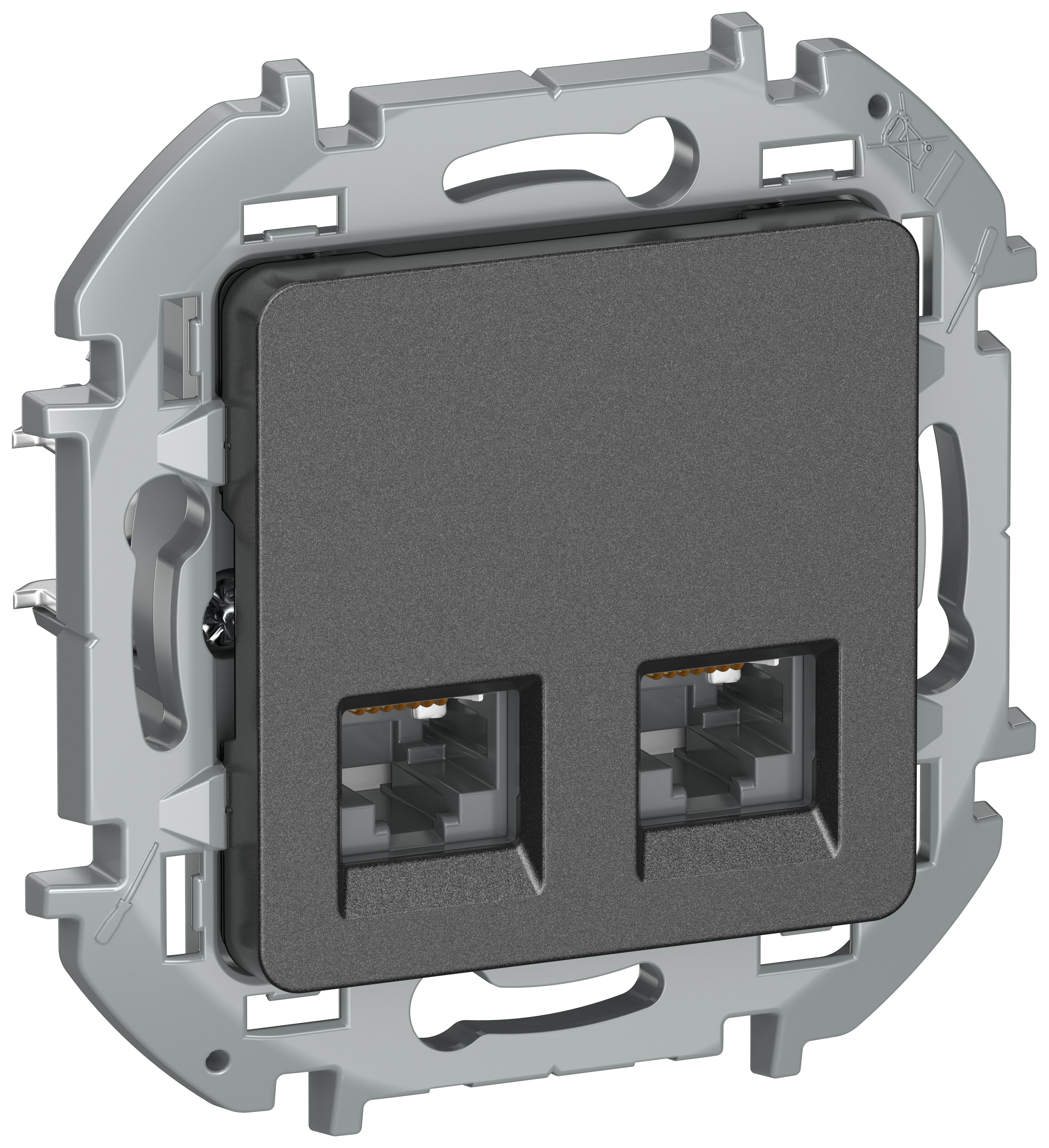 IEKINSPIRIA Розетка компьютерная двойная RJ45 категория 6 UTP 6738431 антрацит IEK