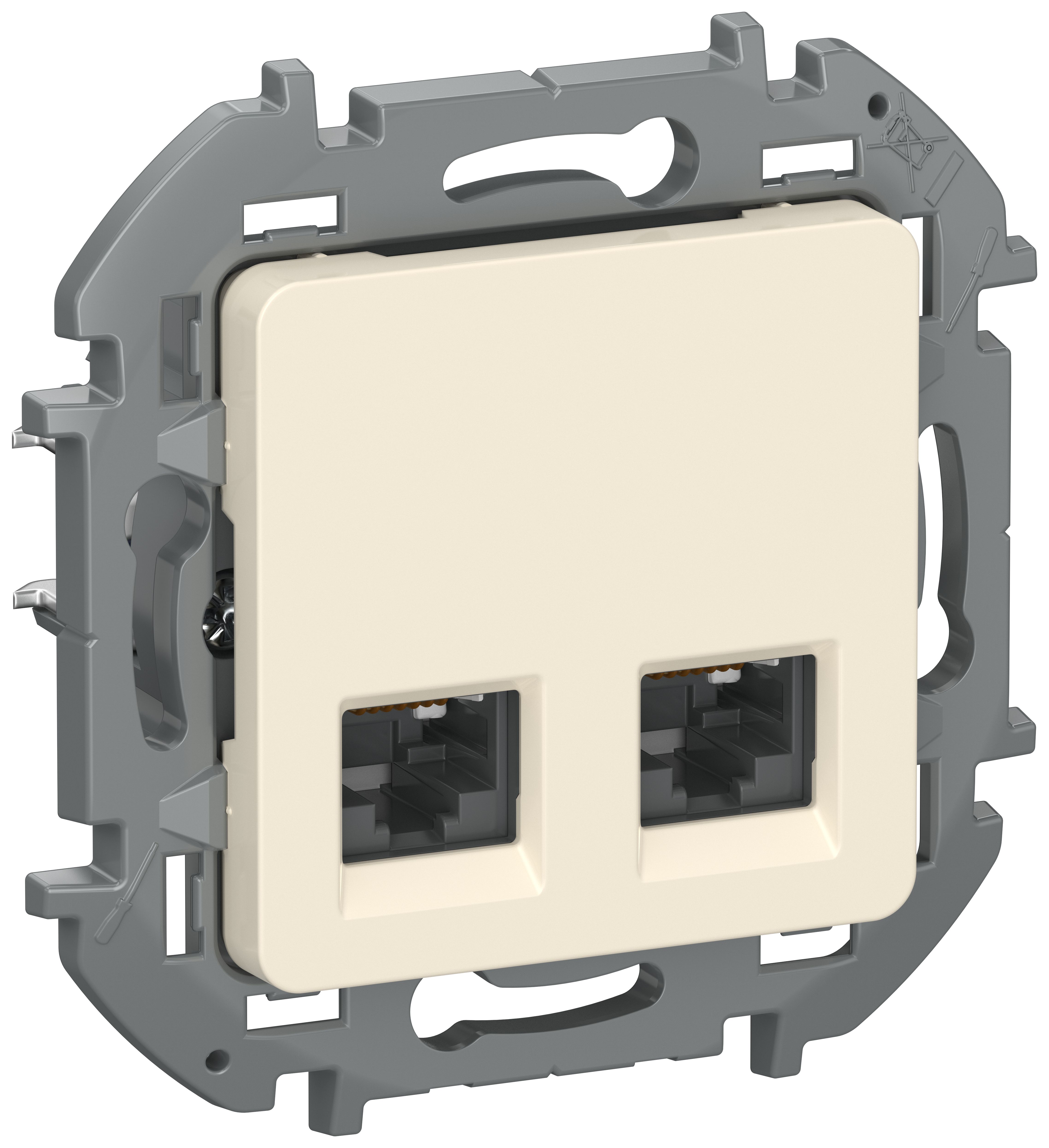 IEKINSPIRIA Розетка компьютерная двойная RJ45 категория 6 UTP 6738411 слоновая кость IEK