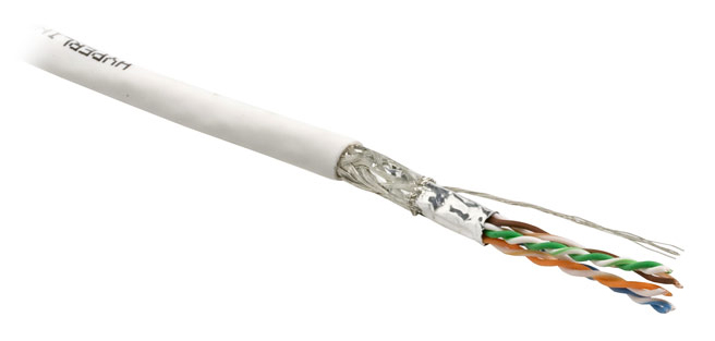 Hyperline SFUTP4-C6-P26-IN-LSZH-GY-305 (305 м) Кабель витая пара, экранированный SF/UTP, общий экран оплетка и фольга, категория 6, 4 пары 26 AWG, 4х2х0,48 мм, многопроволочные жилы, LSZH, нг(А)-HF, внутренний -40°C – +75°C, серый — фото