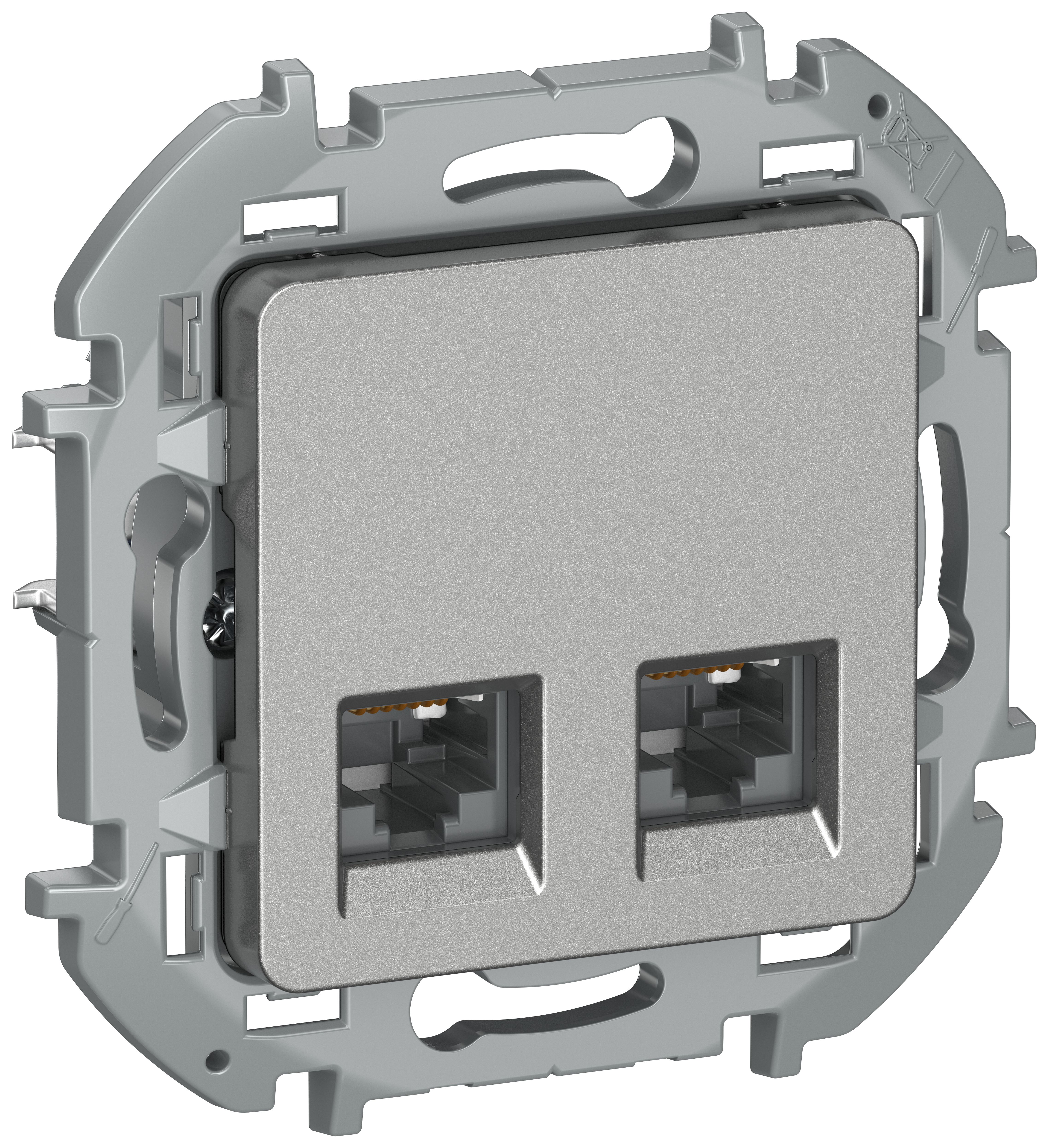 IEKINSPIRIA Розетка компьютерная двойная RJ45 категория 5Е UTP 6738371 алюминий IEK