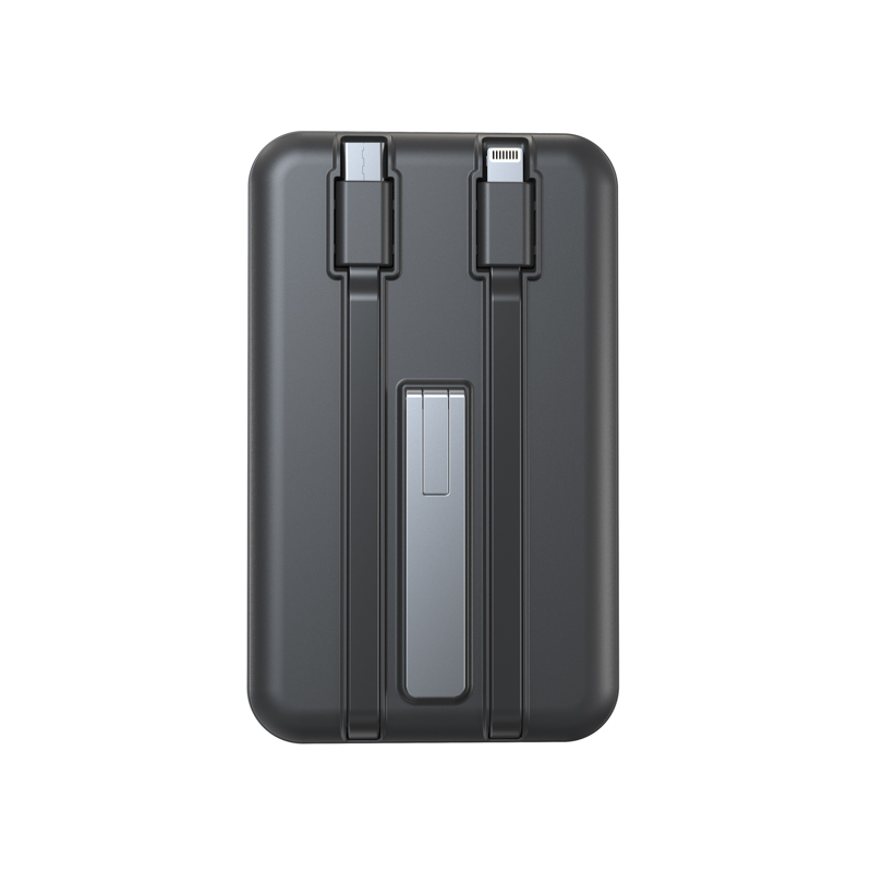 Портативное беспроводное зарядное устройство Power Bank 5 в1 (аккумуляторная батарея) 10 000 mAh, MagSafe, черное REXANT — фото