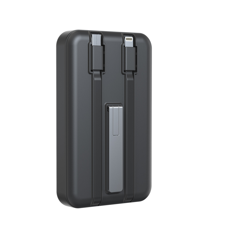 Портативное беспроводное зарядное устройство Power Bank 5 в1 (аккумуляторная батарея) 10 000 mAh, MagSafe, черное REXANT — фото
