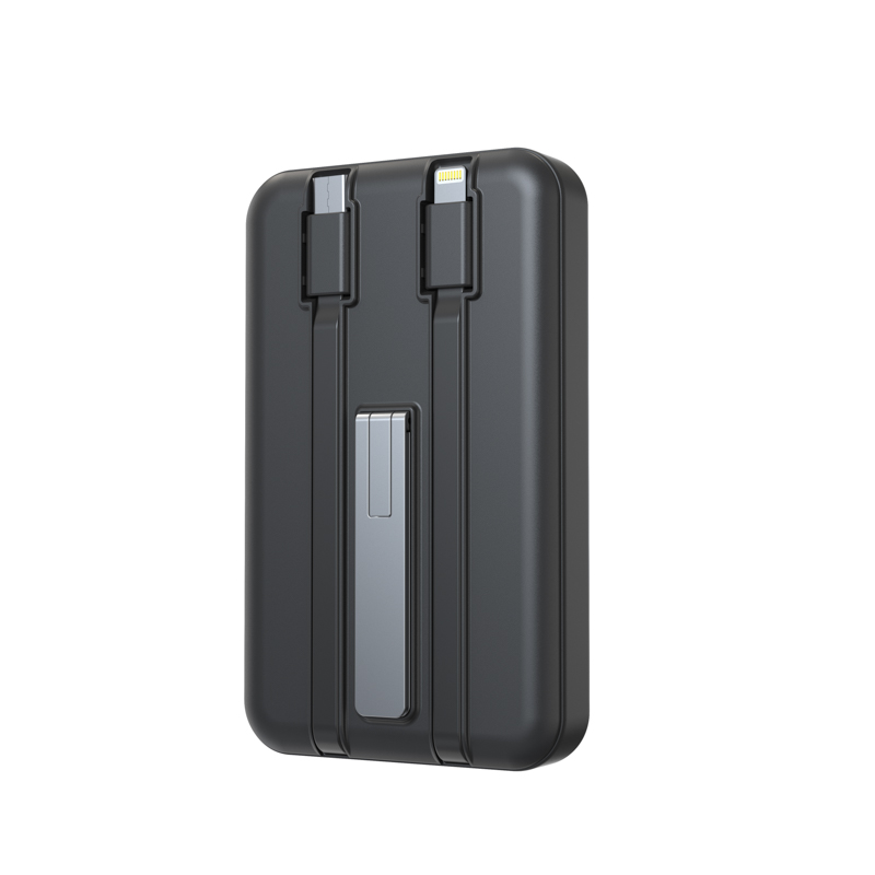 Портативное беспроводное зарядное устройство Power Bank 5 в1 (аккумуляторная батарея) 10 000 mAh, MagSafe, черное REXANT — фото
