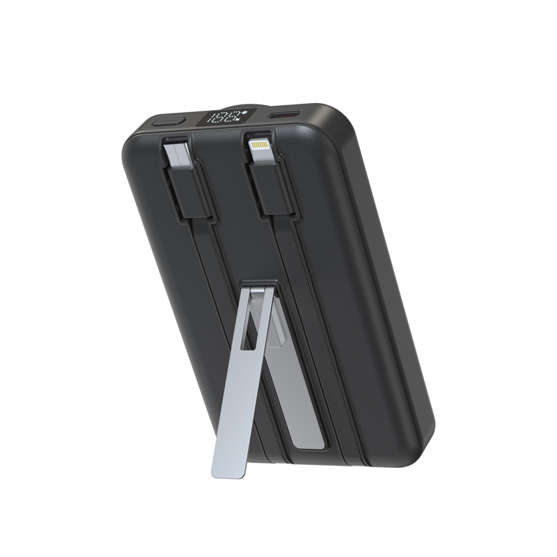 Портативное беспроводное зарядное устройство Power Bank 5 в1 (аккумуляторная батарея) 10 000 mAh, MagSafe, черное REXANT — фото
