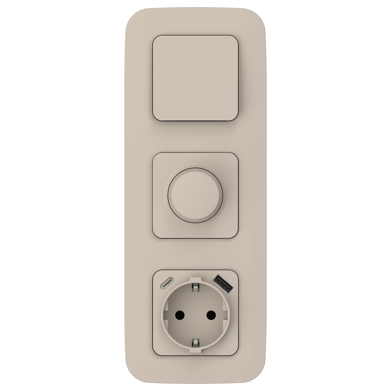 FLITE Розетка 1-местная с заземлением с защитными шторками 16А с USB A+C 20Вт безвинтовое крепление РСЮшс11-1-ФлЛ льняной IEK — фото