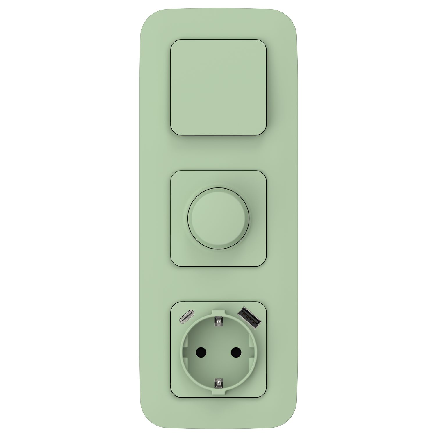 FLITE Розетка 1-местная с заземлением с защитными шторками 16А с USB A+C 20Вт РСЮшс11-0-ФлФ фисташковый IEK — фото