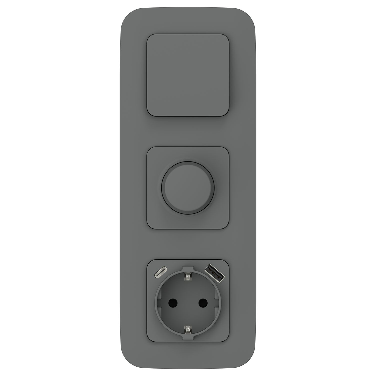 FLITE Розетка 1-местная с заземлением с защитными шторками 16А с USB A+C 20Вт безвинтовое крепление РСЮшс11-1-ФлМА мокрый асфальт IEK — фото
