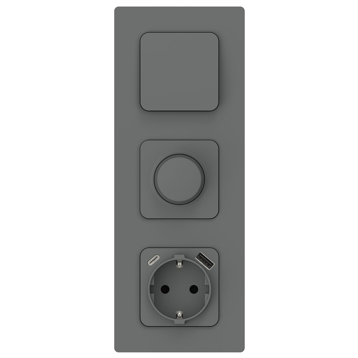 FLITE Розетка 1-местная с заземлением с защитными шторками 16А с USB A+C 20Вт безвинтовое крепление РСЮшс11-1-ФлМА мокрый асфальт IEK — фото