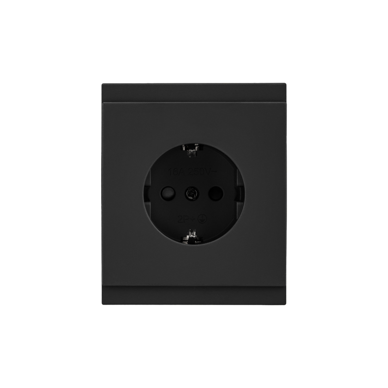 Розетка SETE 1-ая с/з с/у, со шторками 16А антрацит IP20/IP44 KRANZ
