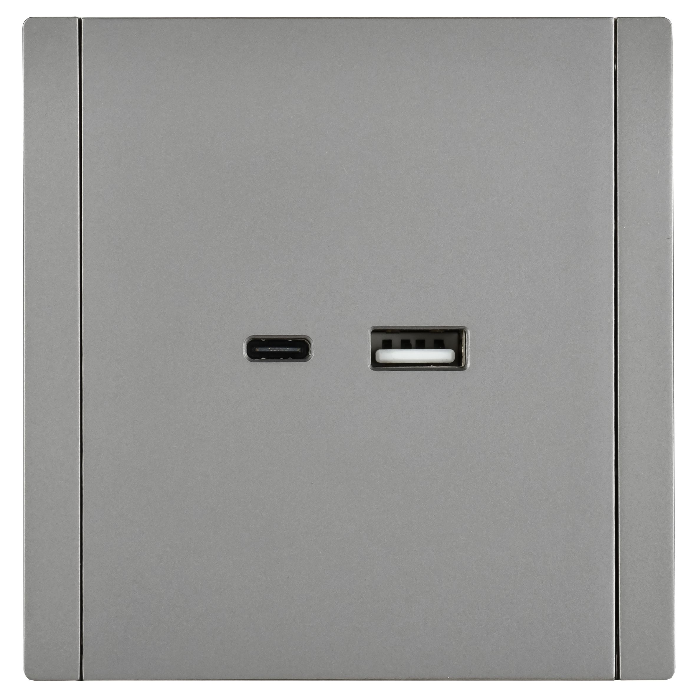 FORTE&PIANO Розетка USB A+C 3,1А FP550 сталь IEK — фото