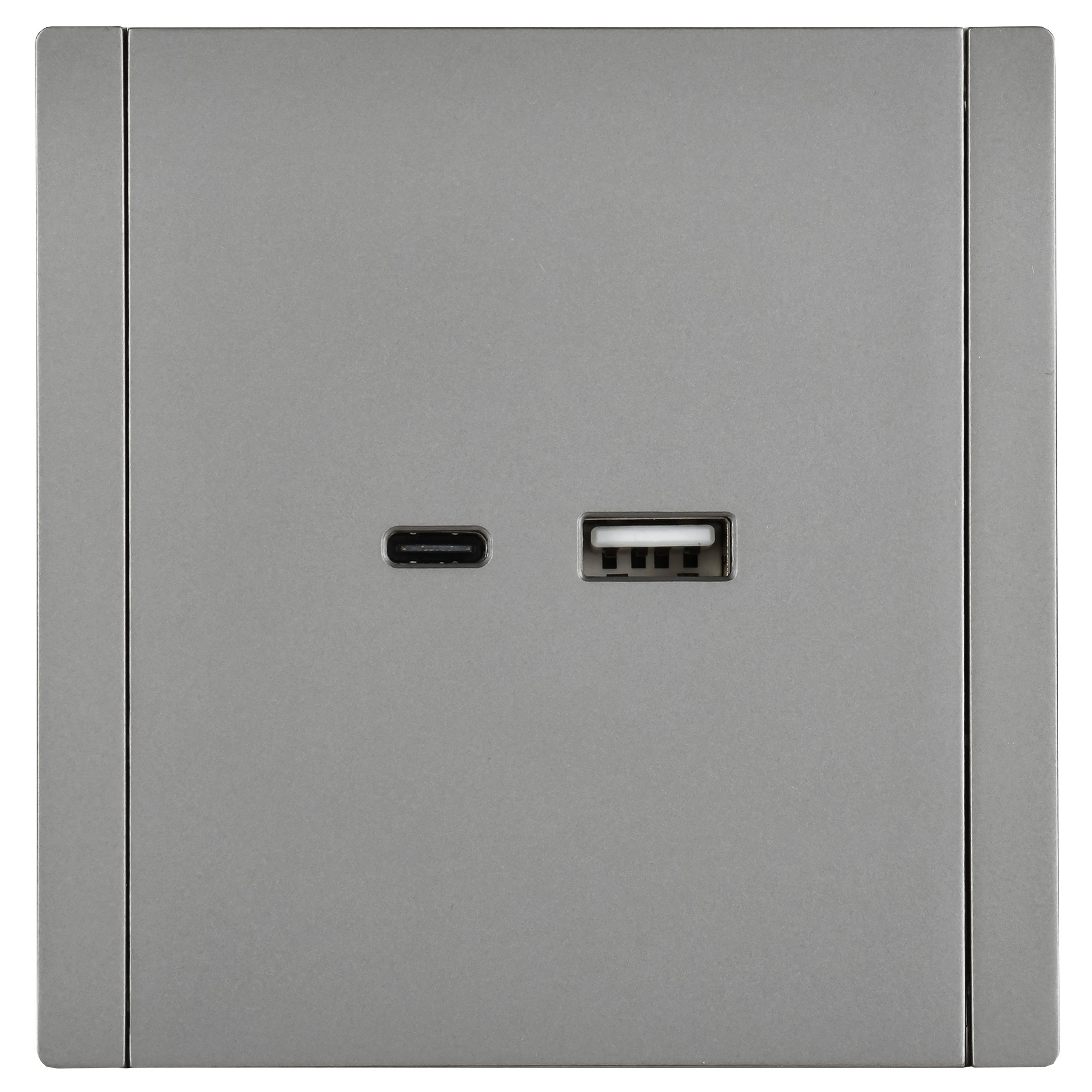 FORTE&PIANO Розетка USB A+C 18Вт FP551 сталь IEK — фото