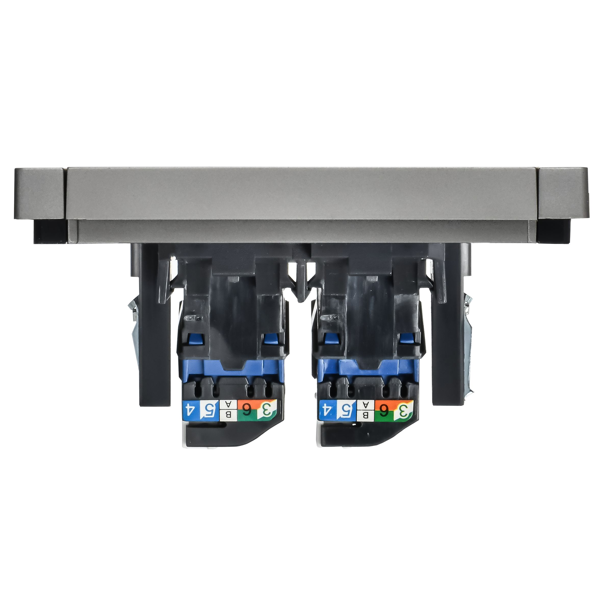 FORTE&PIANO Розетка компьютерная двойная RJ45 кат.6 FP534 сталь IEK — фото