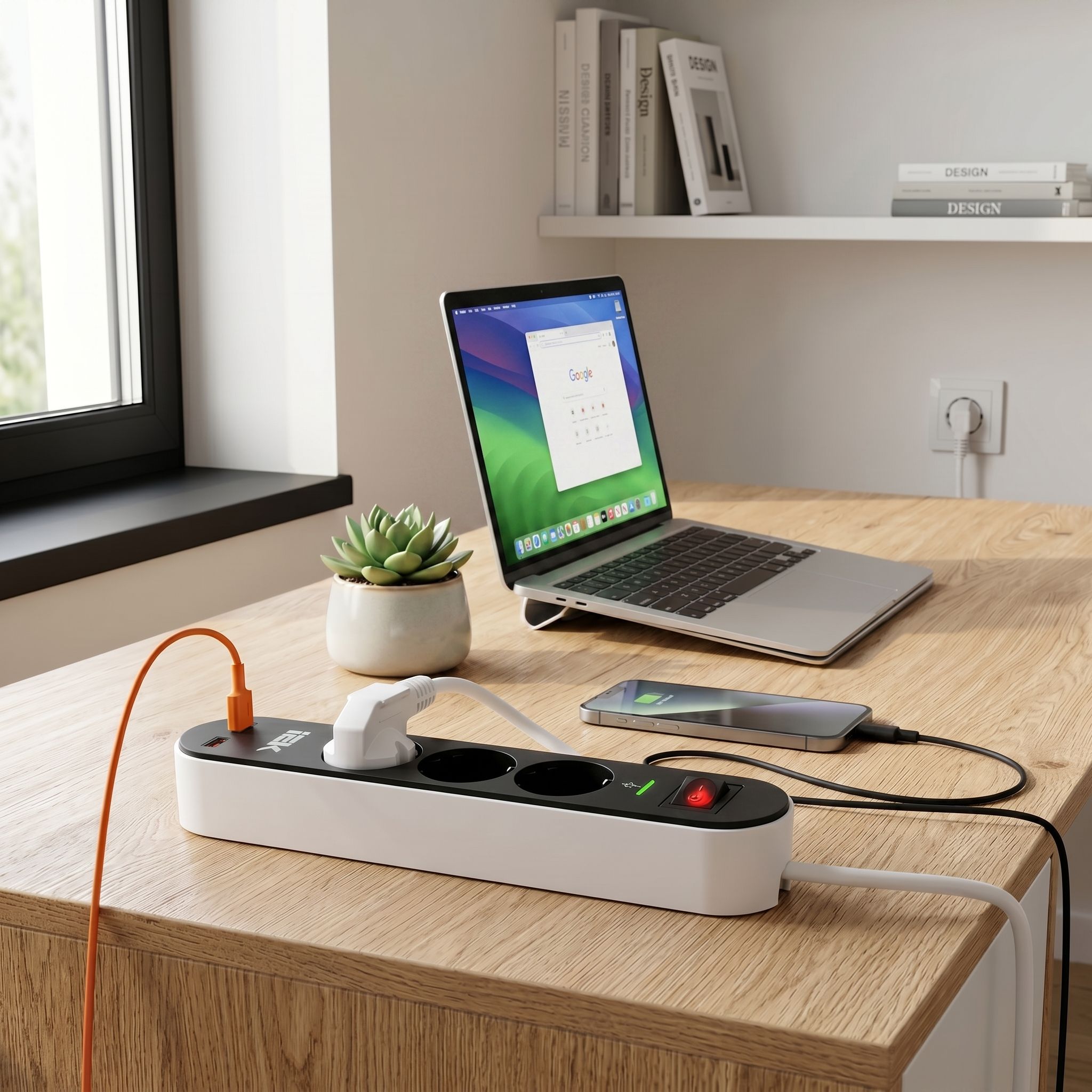 Фильтр сетевой СФ-03К 16А USB A+C 20Вт 1,5м 3х1,5мм2 черный IEK — фото