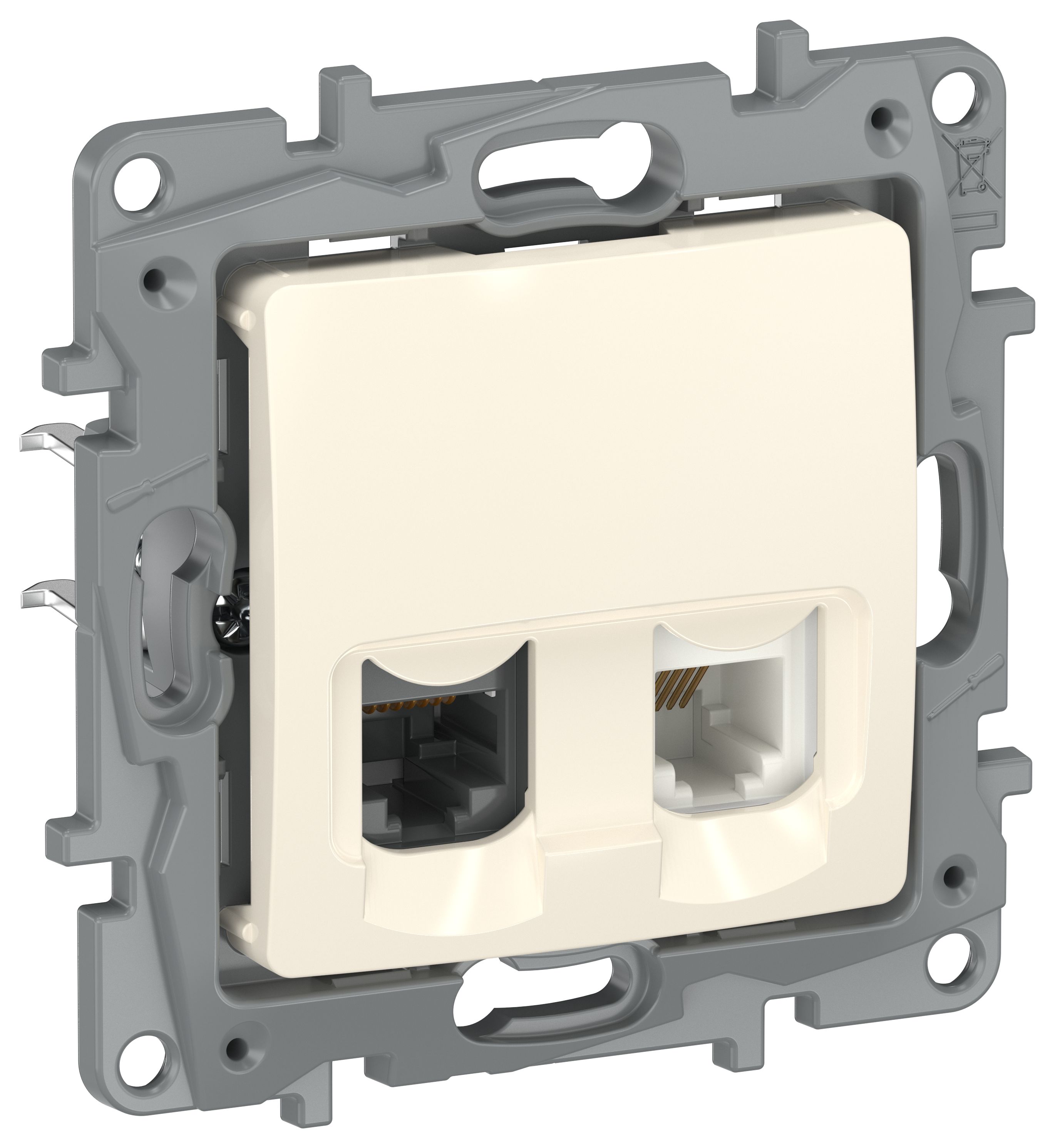 IEKETIKA Розетка двойная RJ11+RJ45 кат.5E UTP 6723521 слоновая кость IEK