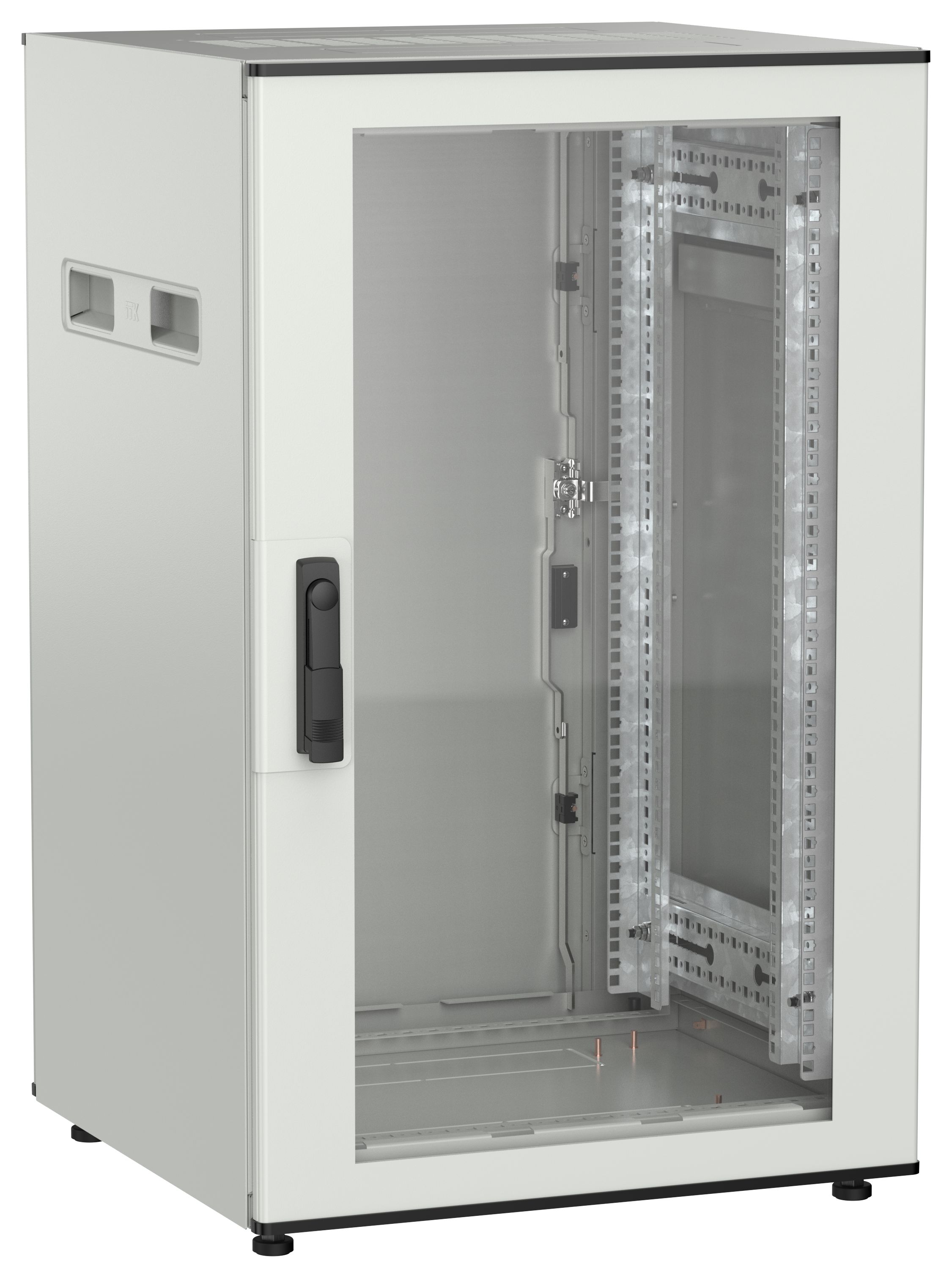 ITK UNITBOX N Шкаф сетевой 19" напольный 18U 600х600мм стеклянная передняя дверь задняя металлическая серый