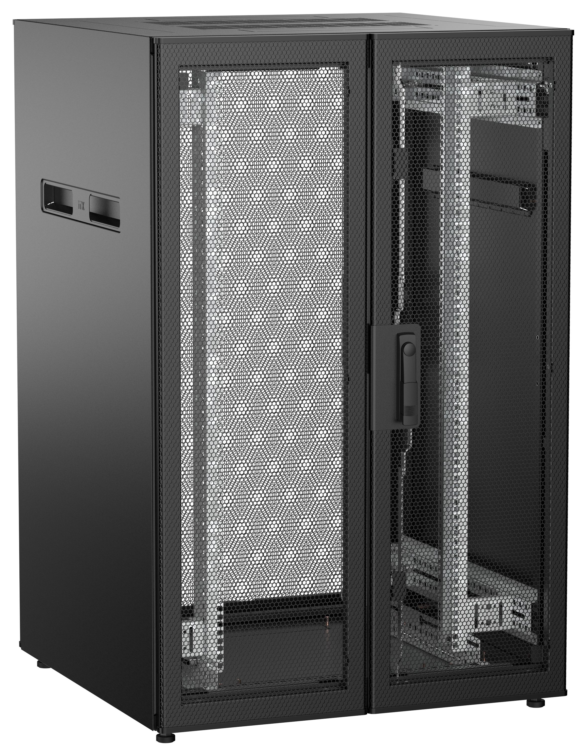 ITK UNITBOX N Шкаф сетевой 19" напольный 24U 800х800мм двери перфорированная металлическая двустворчатая перфорированная черный