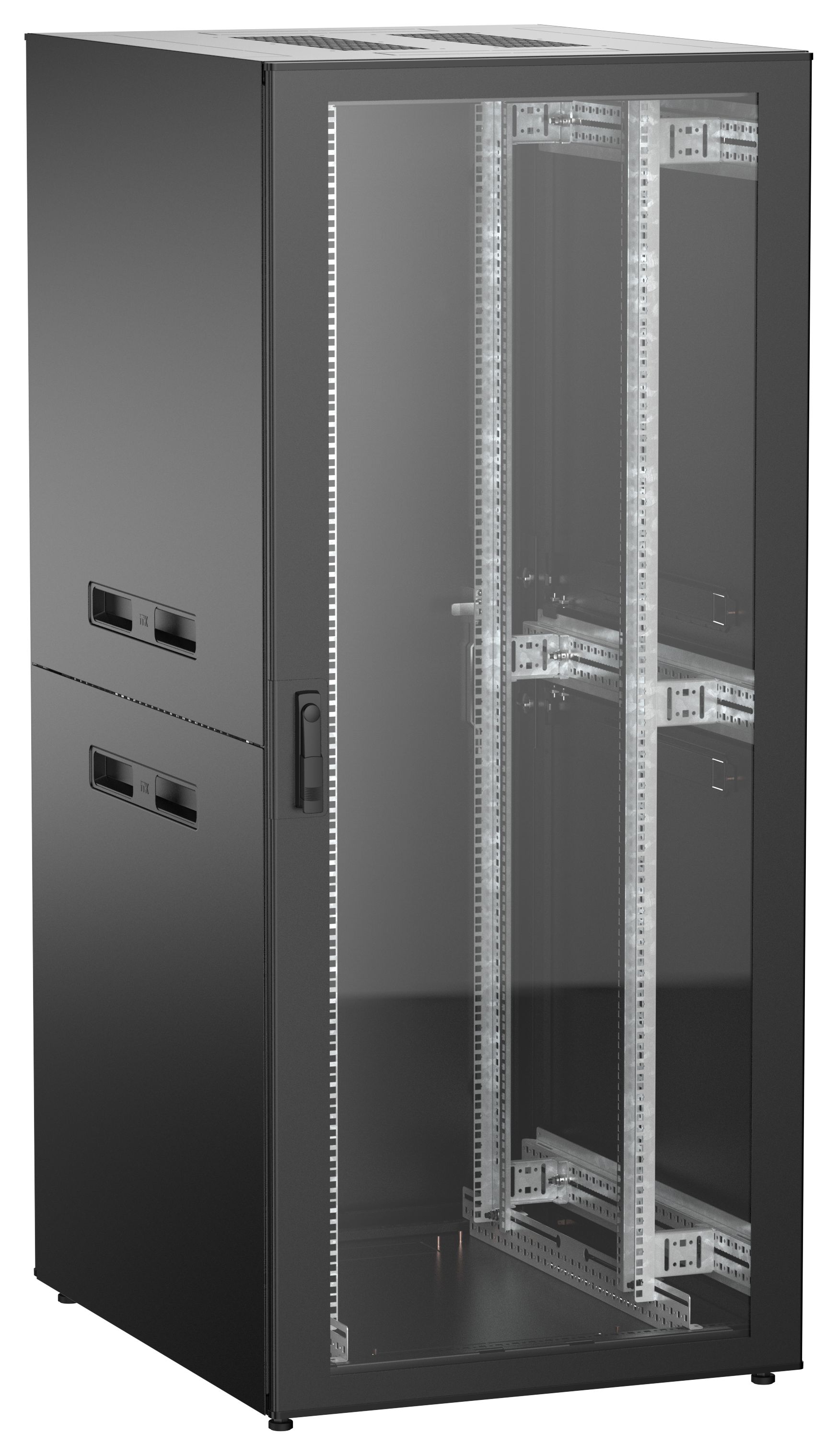 ITK UNITBOX N Шкаф сетевой 19" напольный 38U 800х1000мм стеклянная передняя дверь задняя металлическая черный