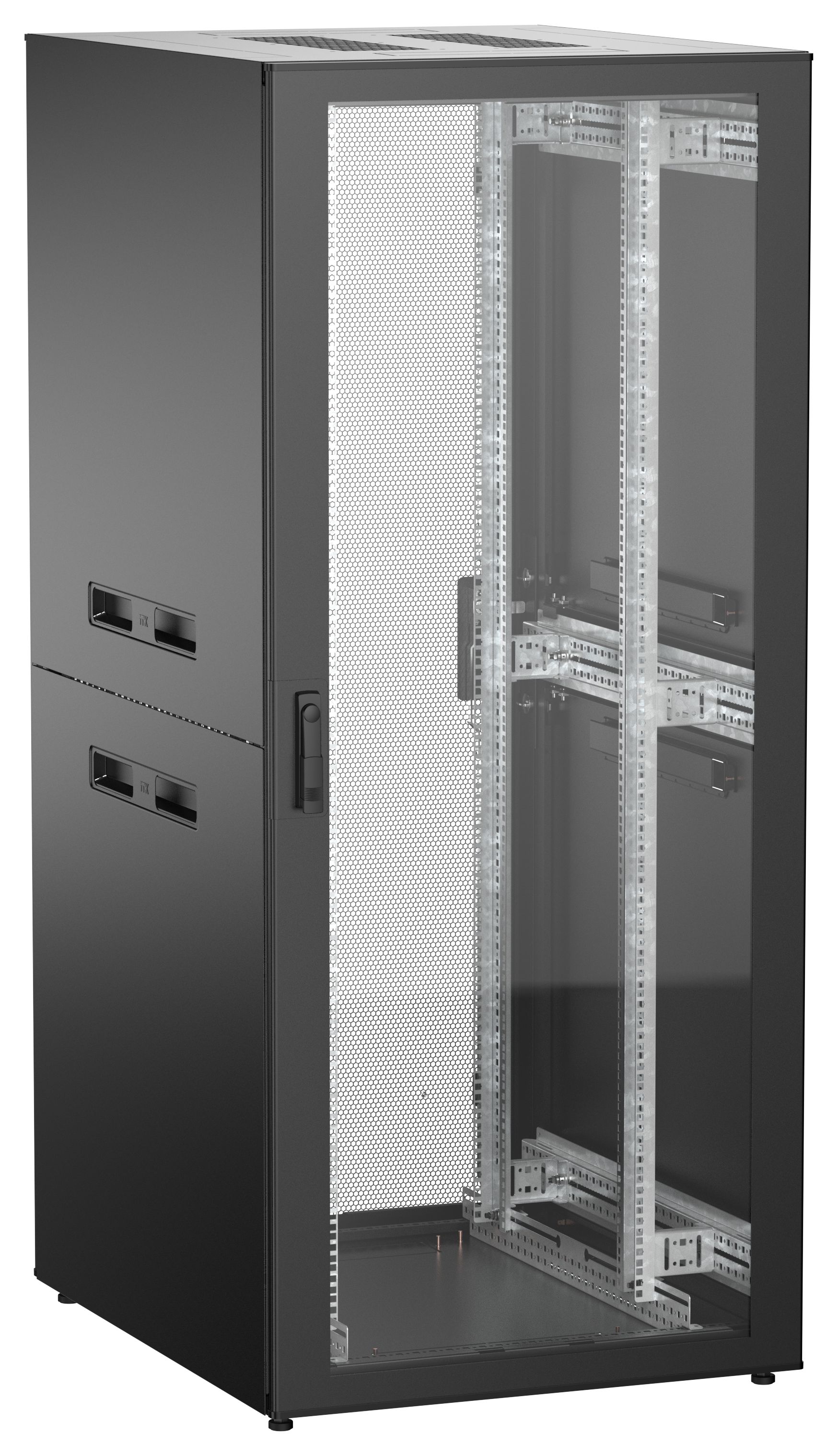ITK UNITBOX N Шкаф сетевой 19" напольный 38U 800х1000мм стеклянная передняя дверь задняя перфорированная черный