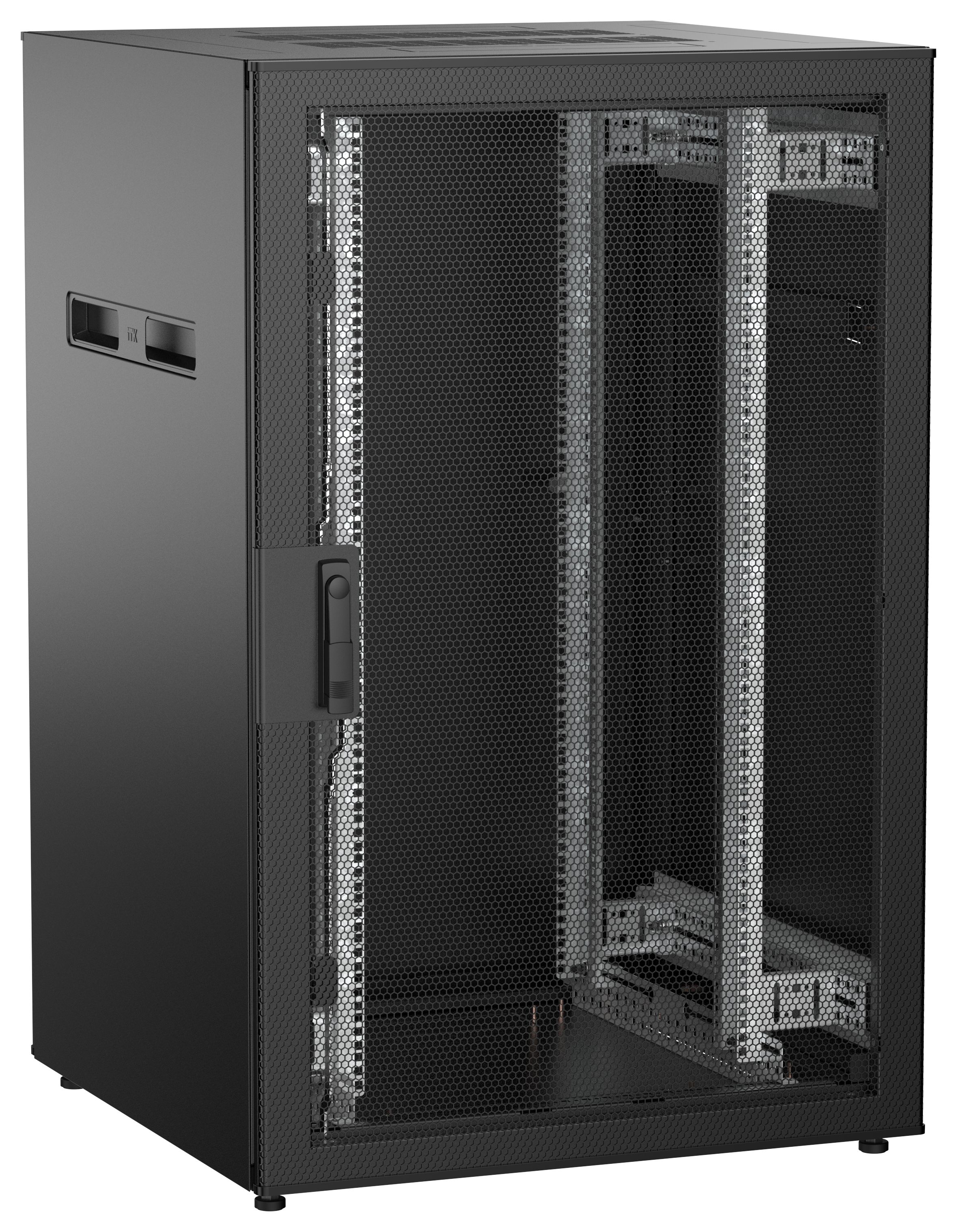 ITK UNITBOX N Шкаф сетевой 19" напольный 24U 800х800мм перфорированная передняя дверь задняя металлическая черный