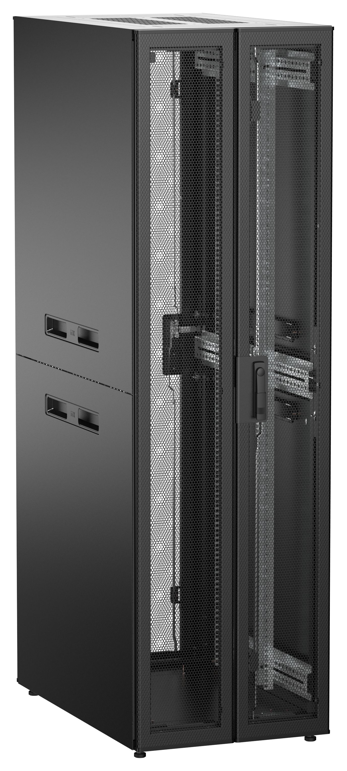 ITK UNITBOX N Шкаф сетевой 19" напольный 42U 600х1000мм двустворчатая перфорированная передняя дверь задняя перфорированная черный