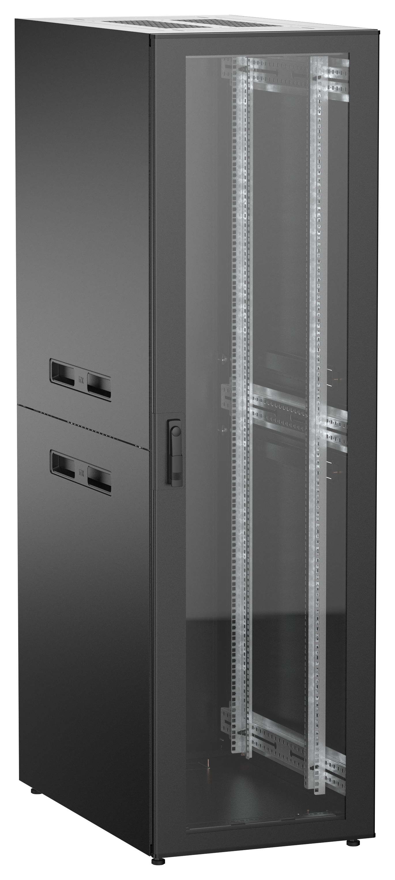 ITK UNITBOX N Шкаф сетевой 19" напольный 42U 600х1000мм стеклянная передняя дверь черный