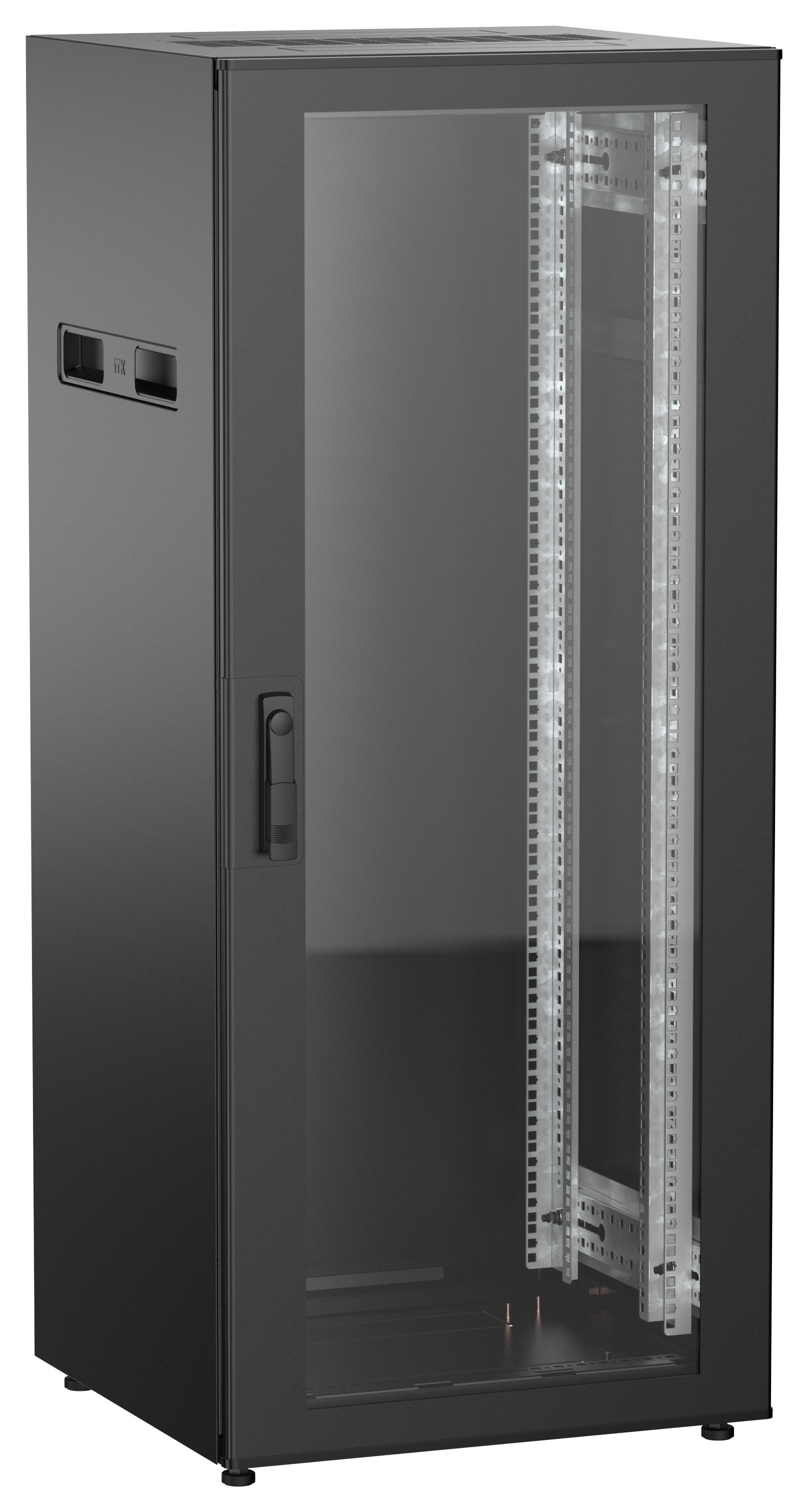 ITK UNITBOX N Шкаф сетевой 19" напольный 28U 600х600мм стеклянная передняя дверь черный
