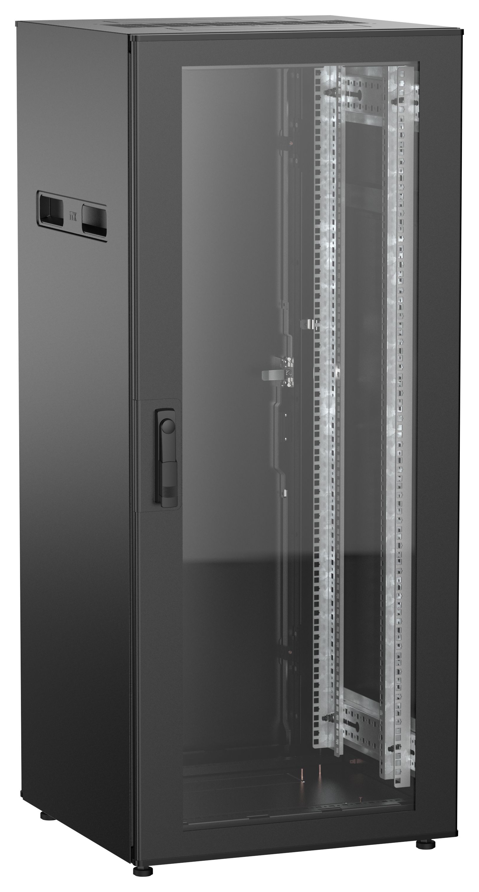 ITK UNITBOX N Шкаф сетевой 19" напольный 28U 600х600мм стеклянная передняя дверь задняя металлическая черный