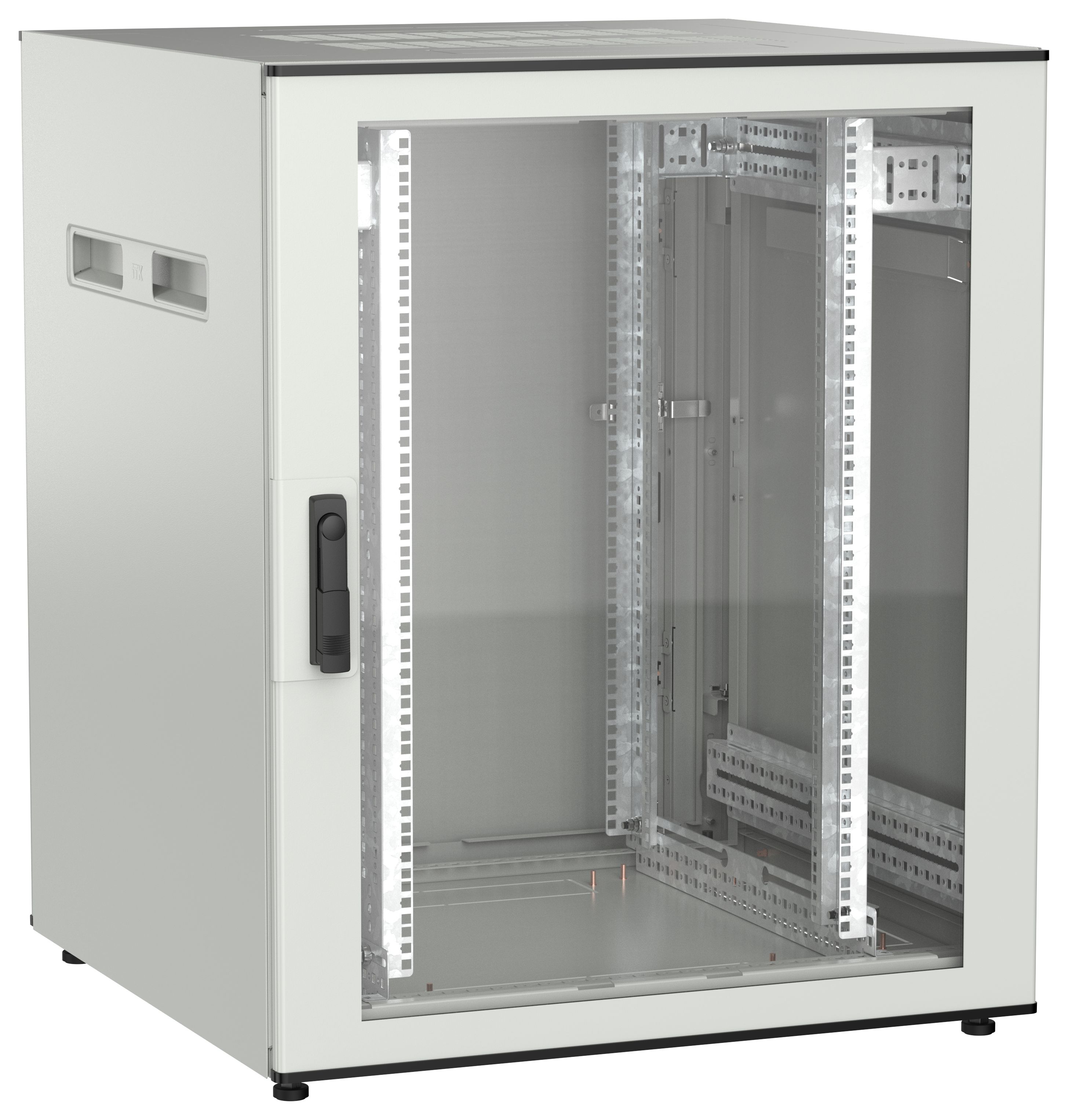 ITK UNITBOX N Шкаф сетевой 19" напольный 18U 800х800мм стеклянная передняя дверь задняя металлическая серый