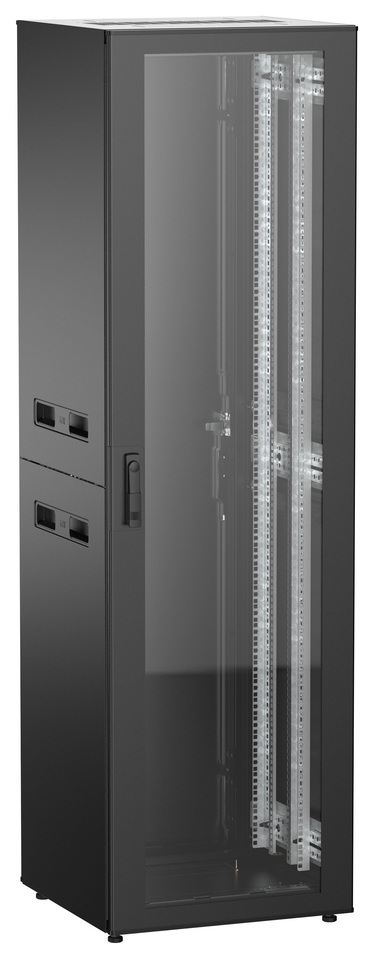 ITK UNITBOX N Шкаф сетевой 19" напольный 42U 600х600мм стеклянная передняя дверь задняя металлическая черный
