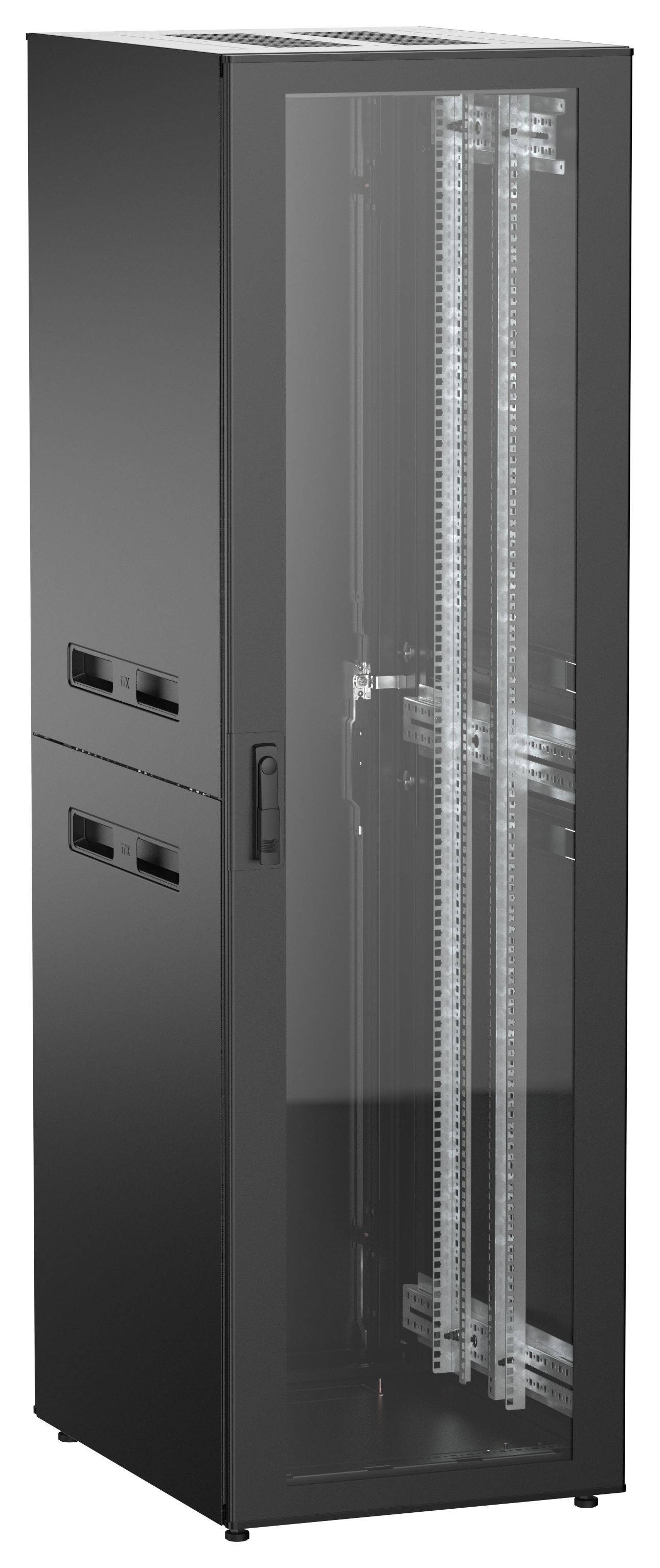 ITK UNITBOX N Шкаф сетевой 19" напольный 42U 600х800мм стеклянная передняя дверь задняя металлическая черный