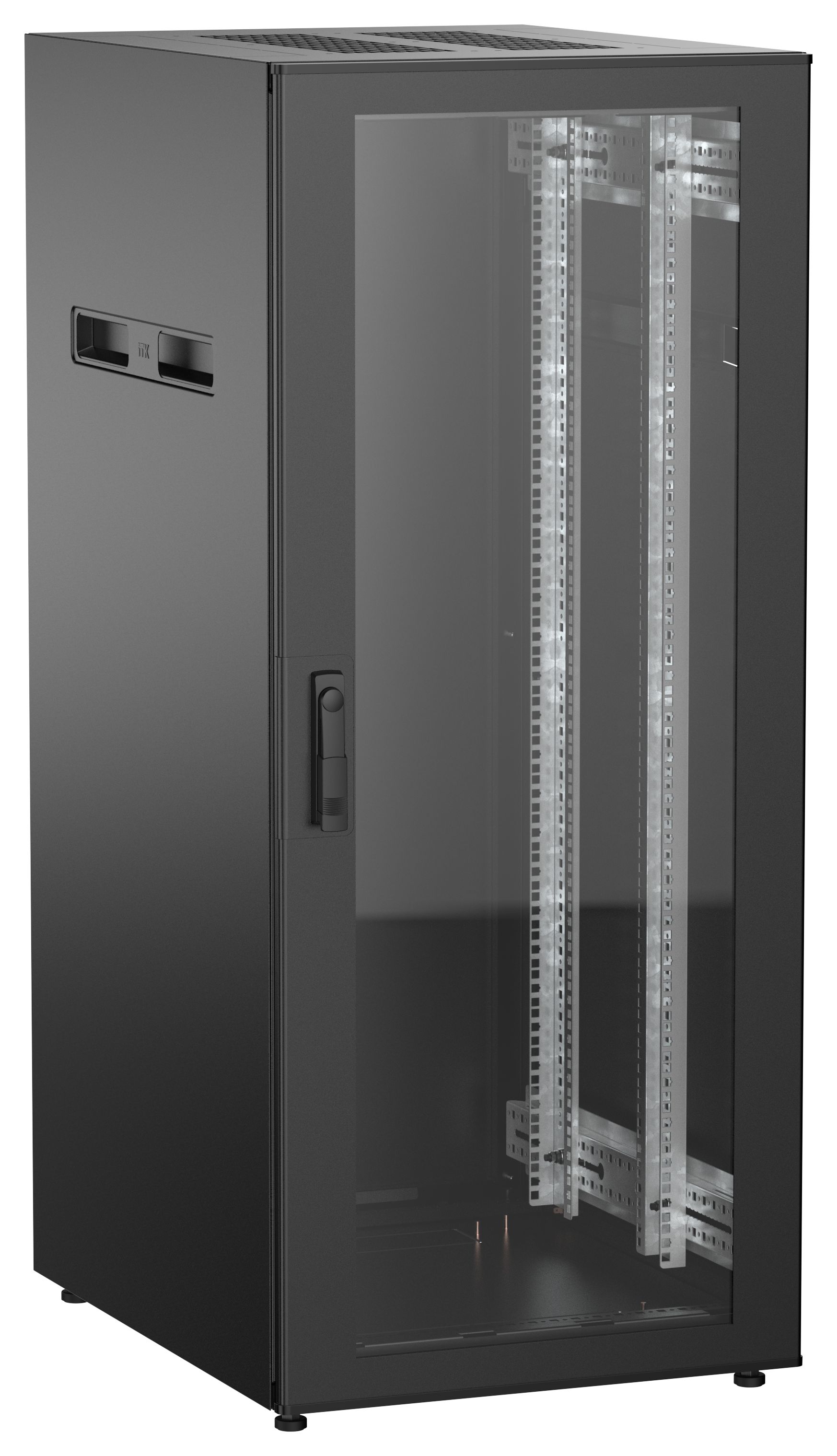 ITK UNITBOX N Шкаф сетевой 19" напольный 28U 600х800мм стеклянная передняя дверь черный
