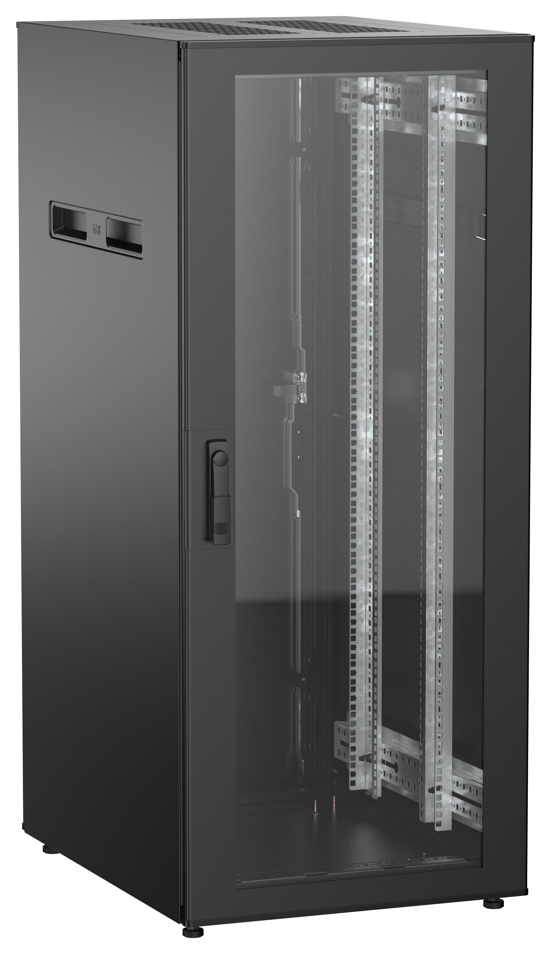 ITK UNITBOX N Шкаф сетевой 19" напольный 28U 600х800мм стеклянная передняя дверь задняя металлическая черный