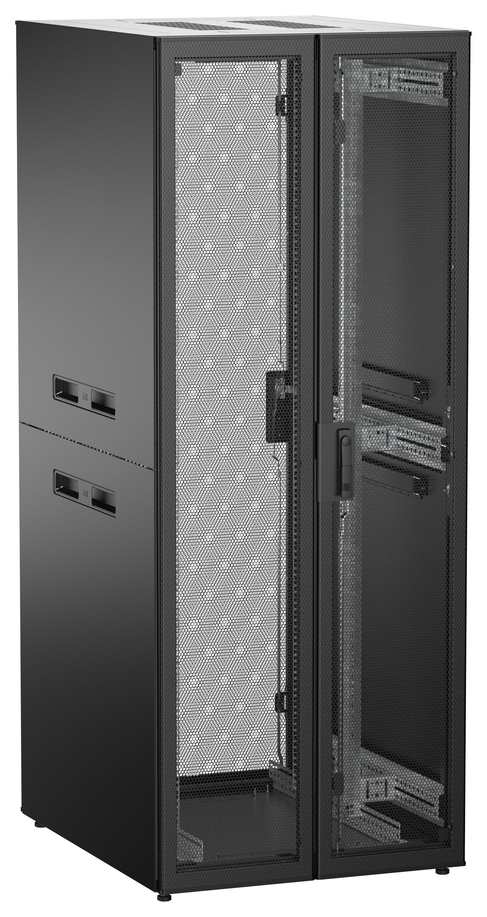 ITK UNITBOX N Шкаф сетевой 19" напольный 42U 800х1000мм двустворчатая перфорированная передняя дверь задняя перфорированная черный