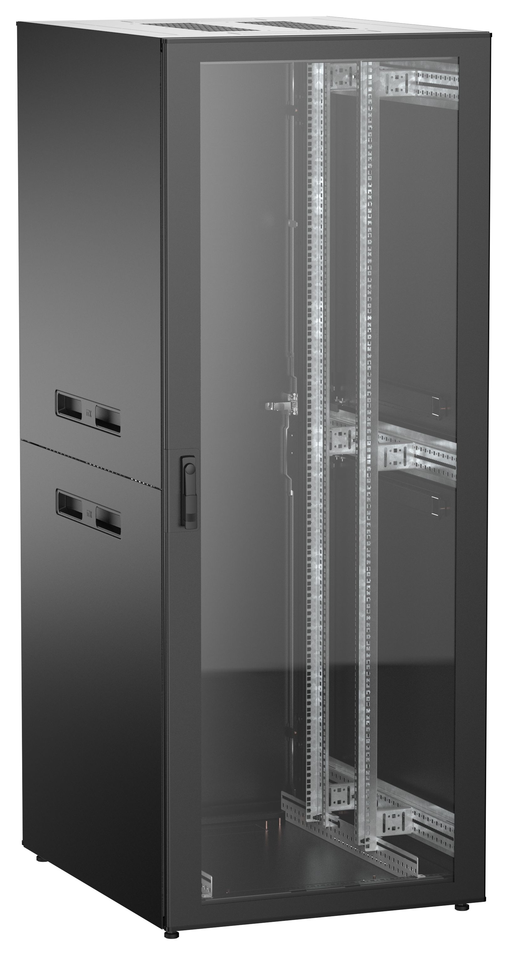 ITK UNITBOX N Шкаф сетевой 19" напольный 42U 800х1000мм стеклянная передняя дверь задняя металлическая черный