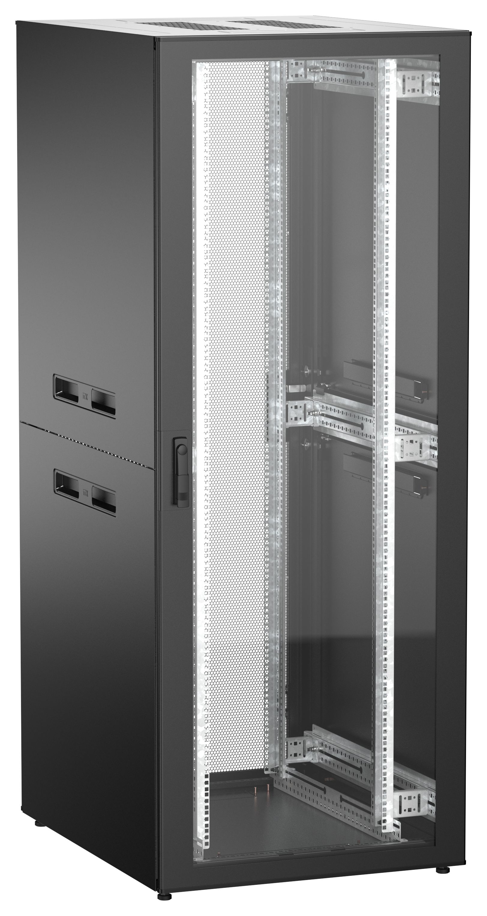 ITK UNITBOX N Шкаф сетевой 19" напольный 42U 800х1000мм стеклянная передняя дверь задняя перфорированная черный