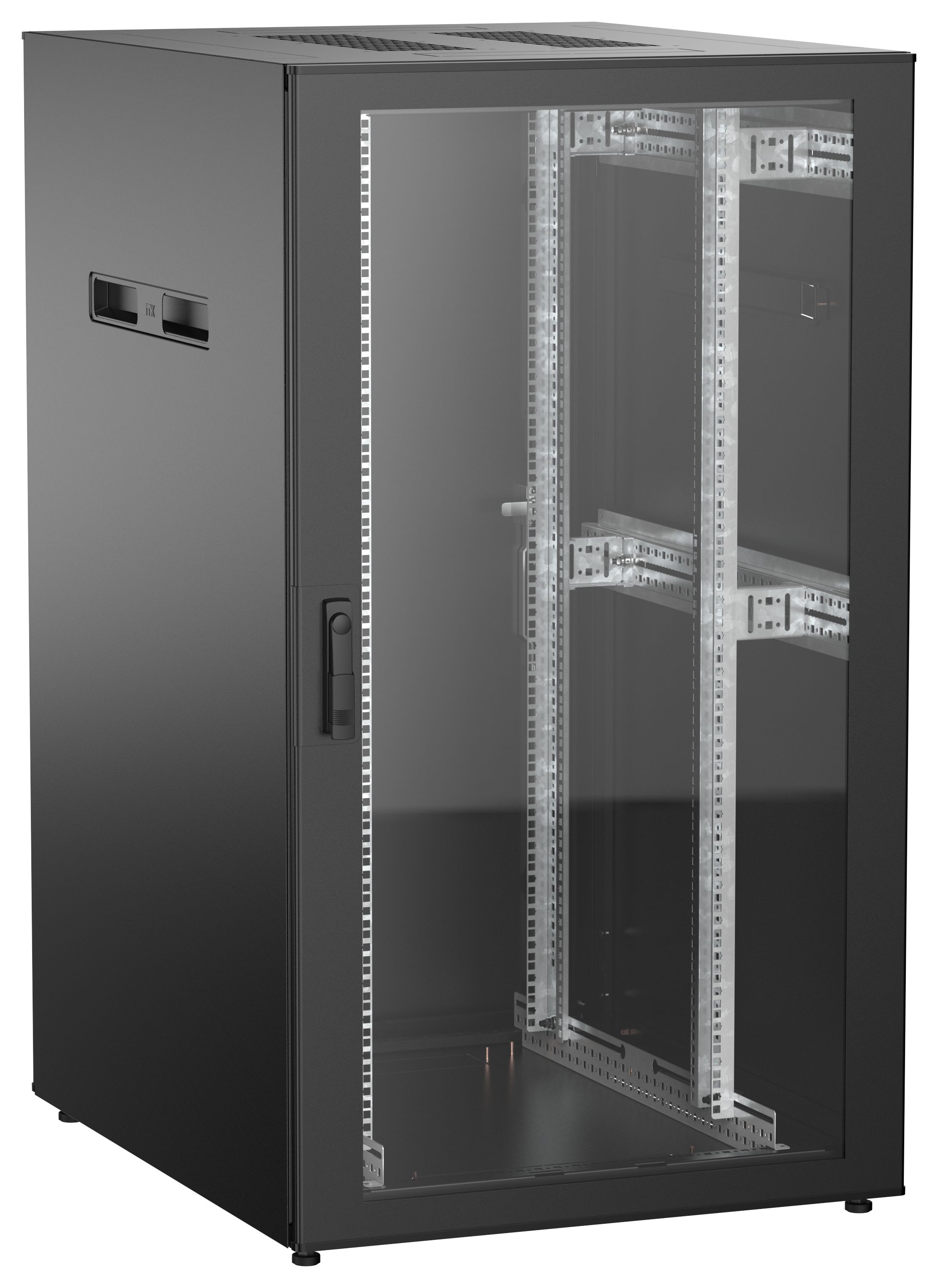 ITK UNITBOX N Шкаф сетевой 19" напольный 28U 800х1000мм стеклянная передняя дверь задняя металлическая черный