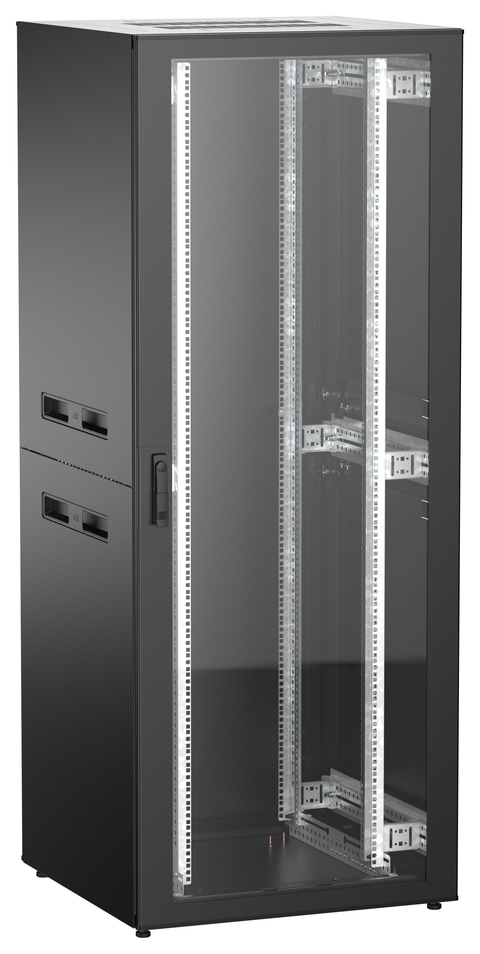 ITK UNITBOX N Шкаф сетевой 19" напольный 42U 800х800мм стеклянная передняя дверь задняя металлическая черный