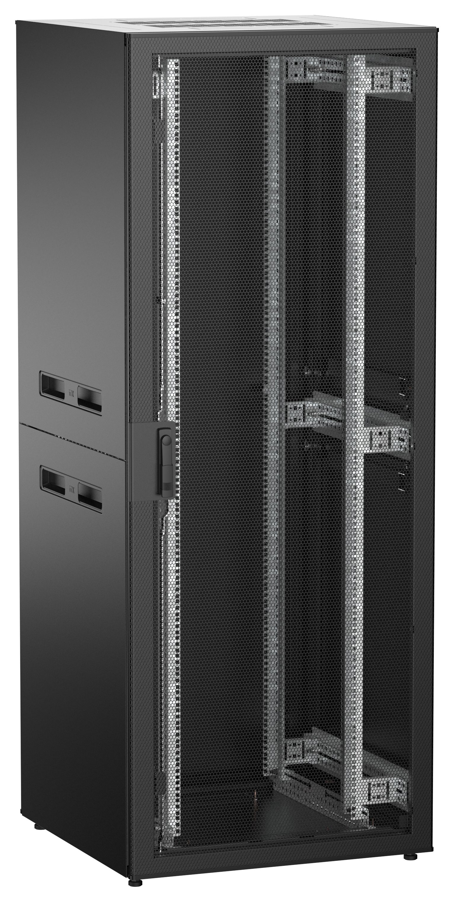 ITK UNITBOX N Шкаф сетевой 19" напольный 42U 800х800мм перфорированная передняя дверь задняя металлическая черный