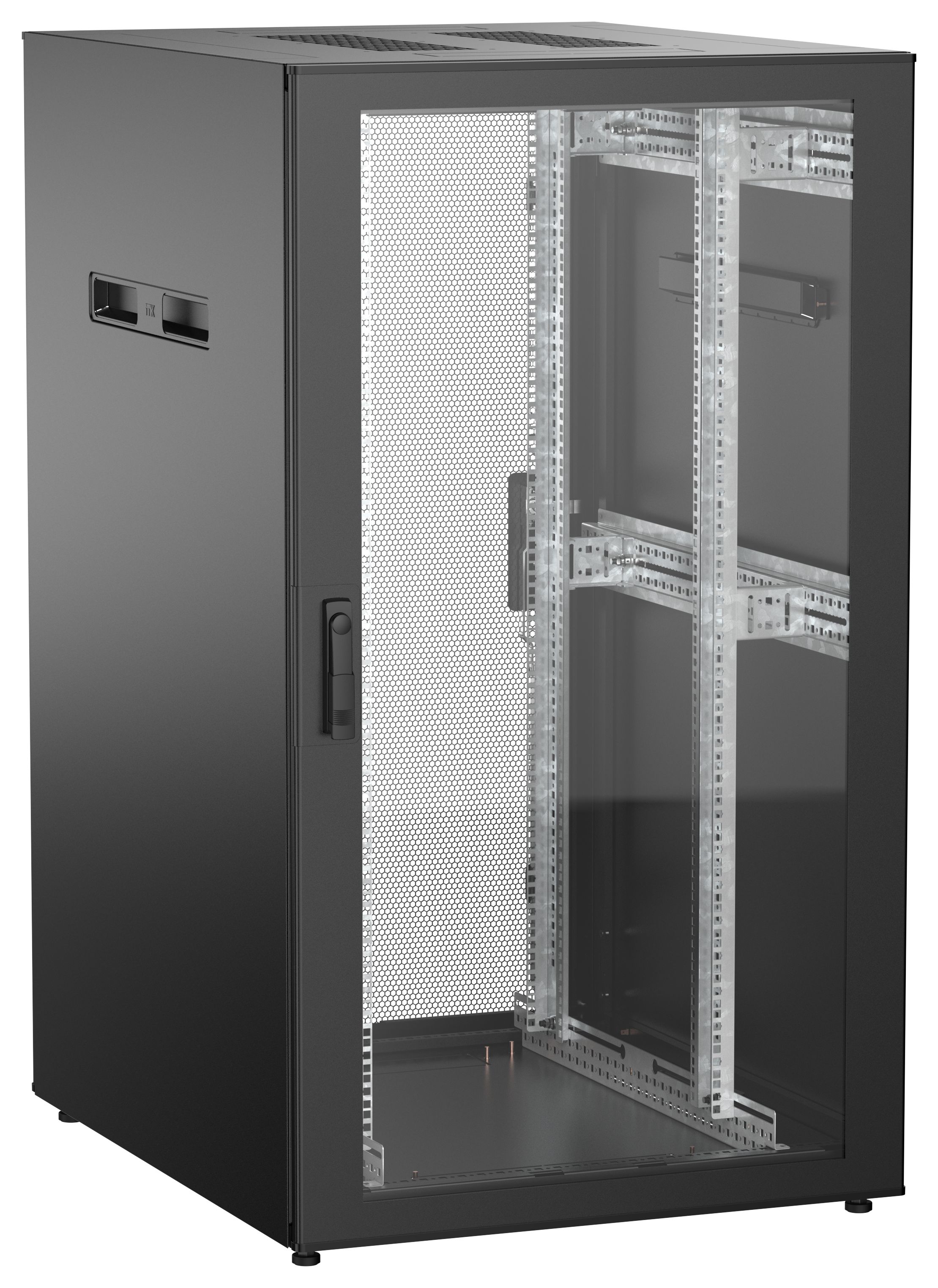 ITK UNITBOX N Шкаф сетевой 19" напольный 28U 800х1000мм стеклянная передняя дверь задняя перфорированная черный