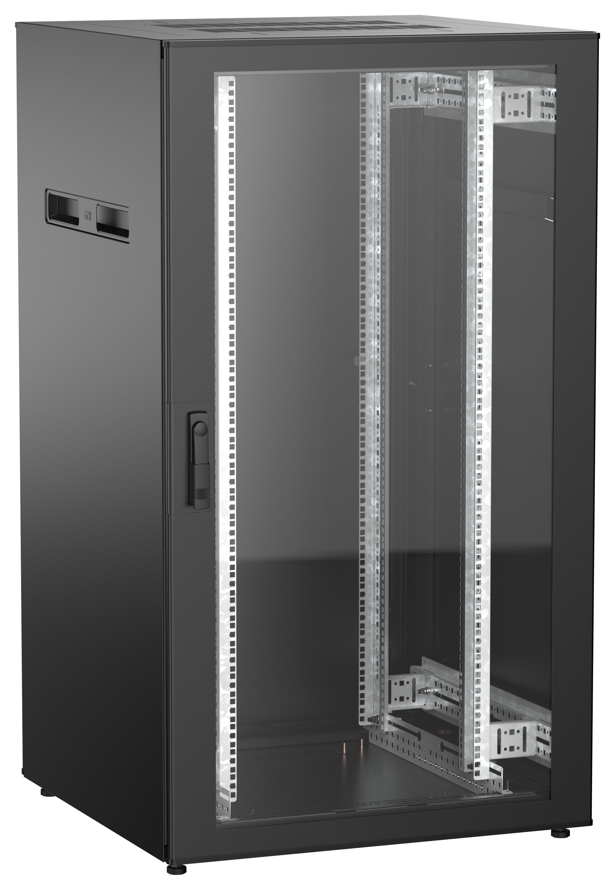 ITK UNITBOX N Шкаф сетевой 19" напольный 28U 800х800мм стеклянная передняя дверь задняя металлическая черный
