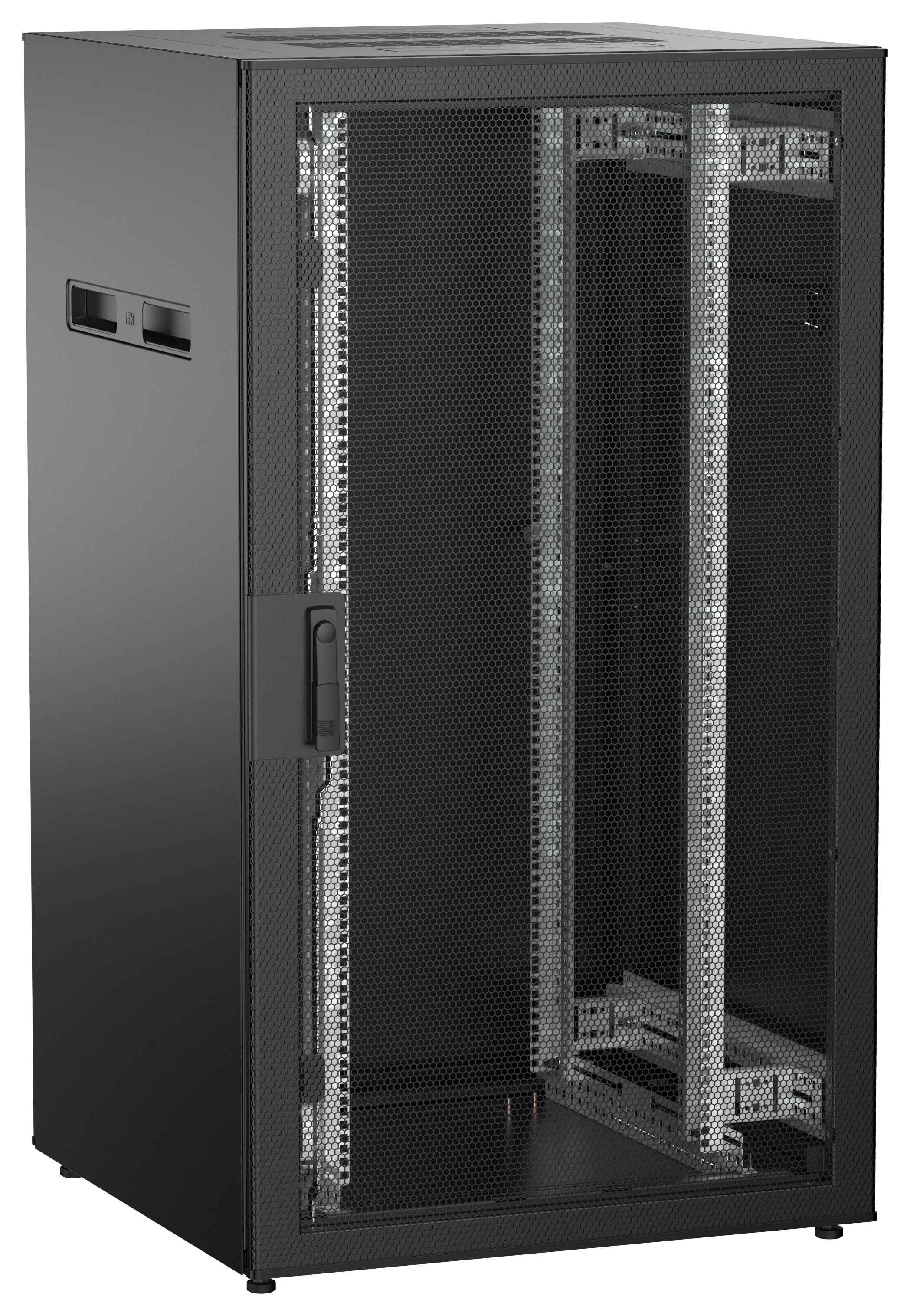 ITK UNITBOX N Шкаф сетевой 19" напольный 28U 800х800мм перфорированная передняя дверь задняя металлическая черный