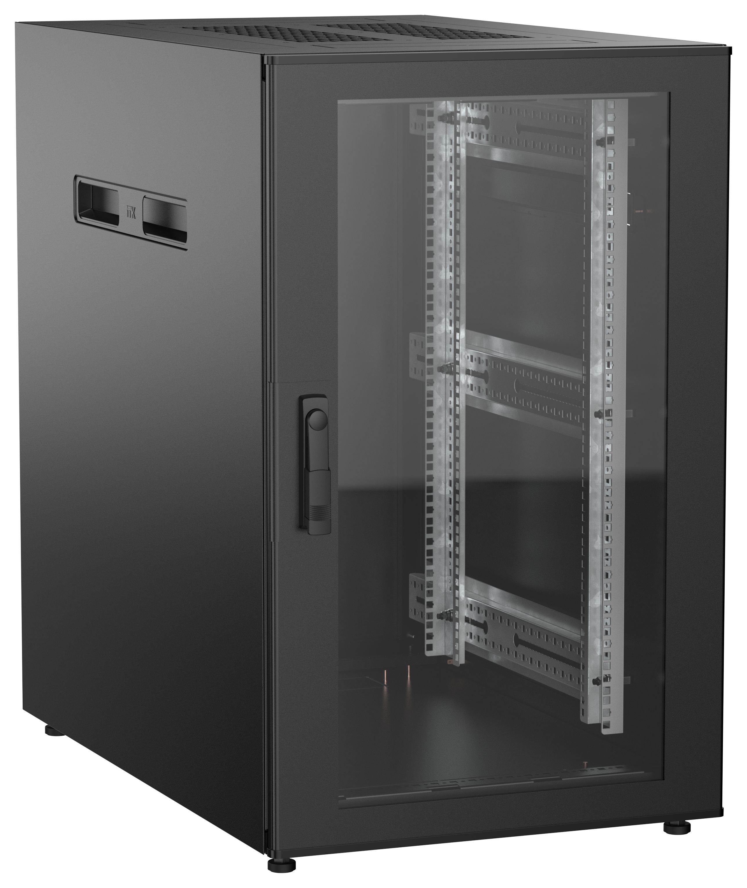 ITK UNITBOX N Шкаф сетевой 19" напольный 18U 600х1000мм стеклянная передняя дверь черный
