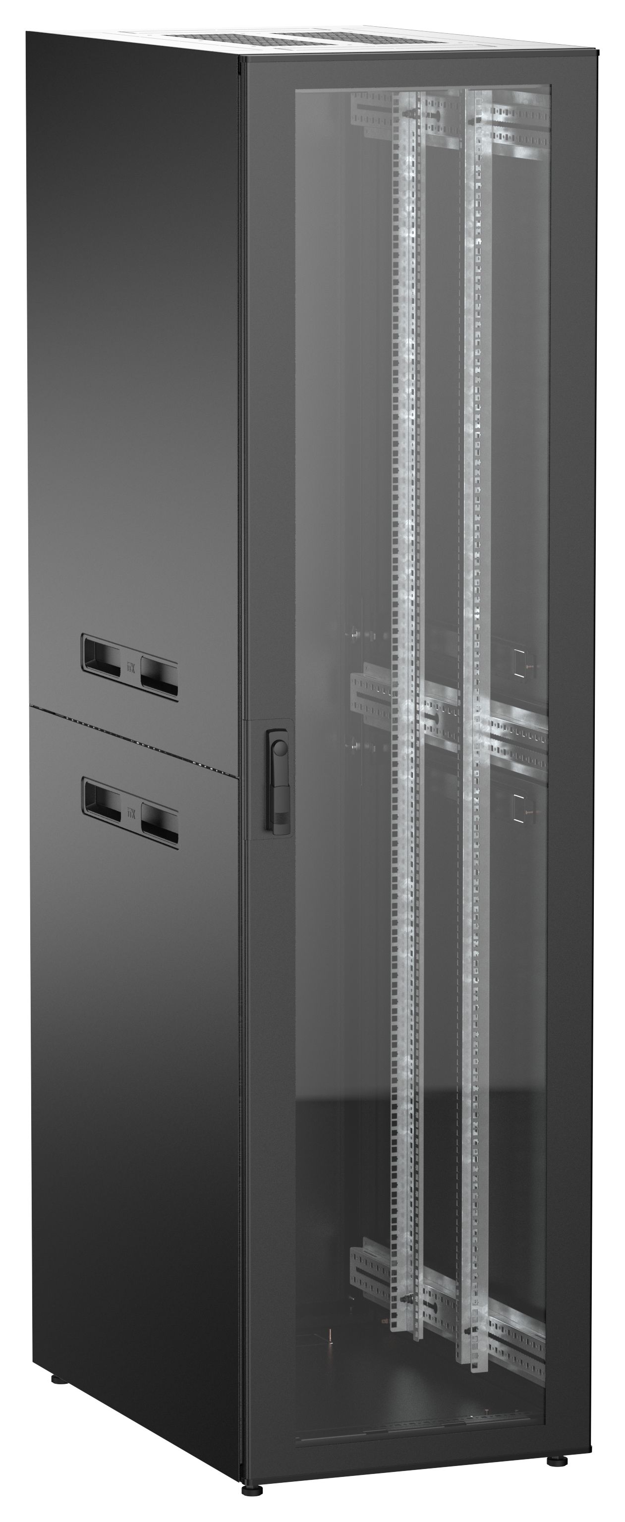 ITK UNITBOX N Шкаф сетевой 19" напольный 47U 600х1000мм стеклянная передняя дверь черный
