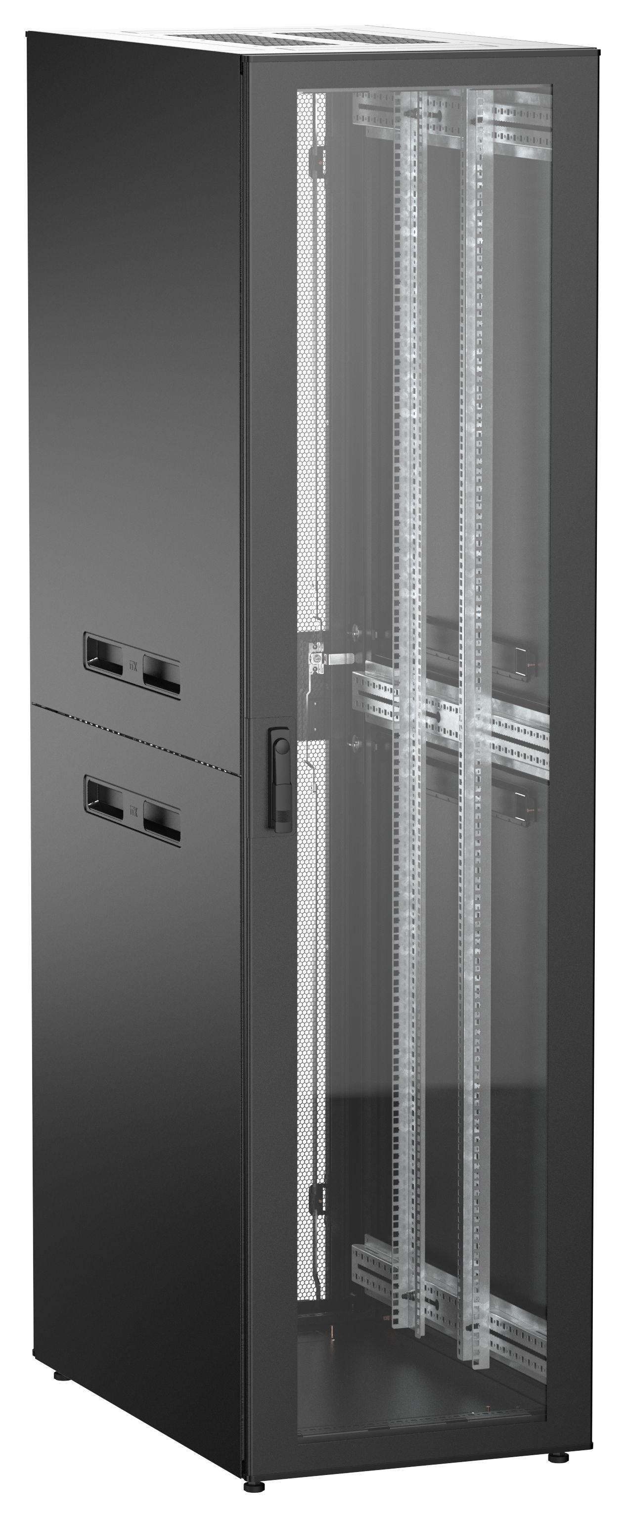 ITK UNITBOX N Шкаф сетевой 19" напольный 47U 600х1000мм стеклянная передняя дверь задняя перфорированная черный