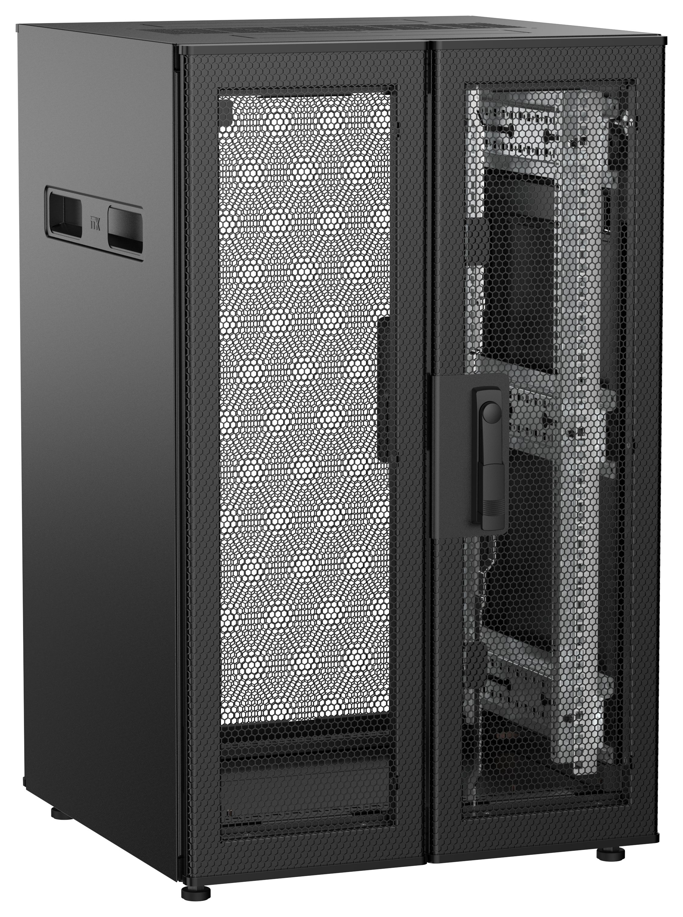 ITK UNITBOX N Шкаф сетевой 19" напольный 18U 600х600мм двери перфорированная металлическая двустворчатая перфорированная черный
