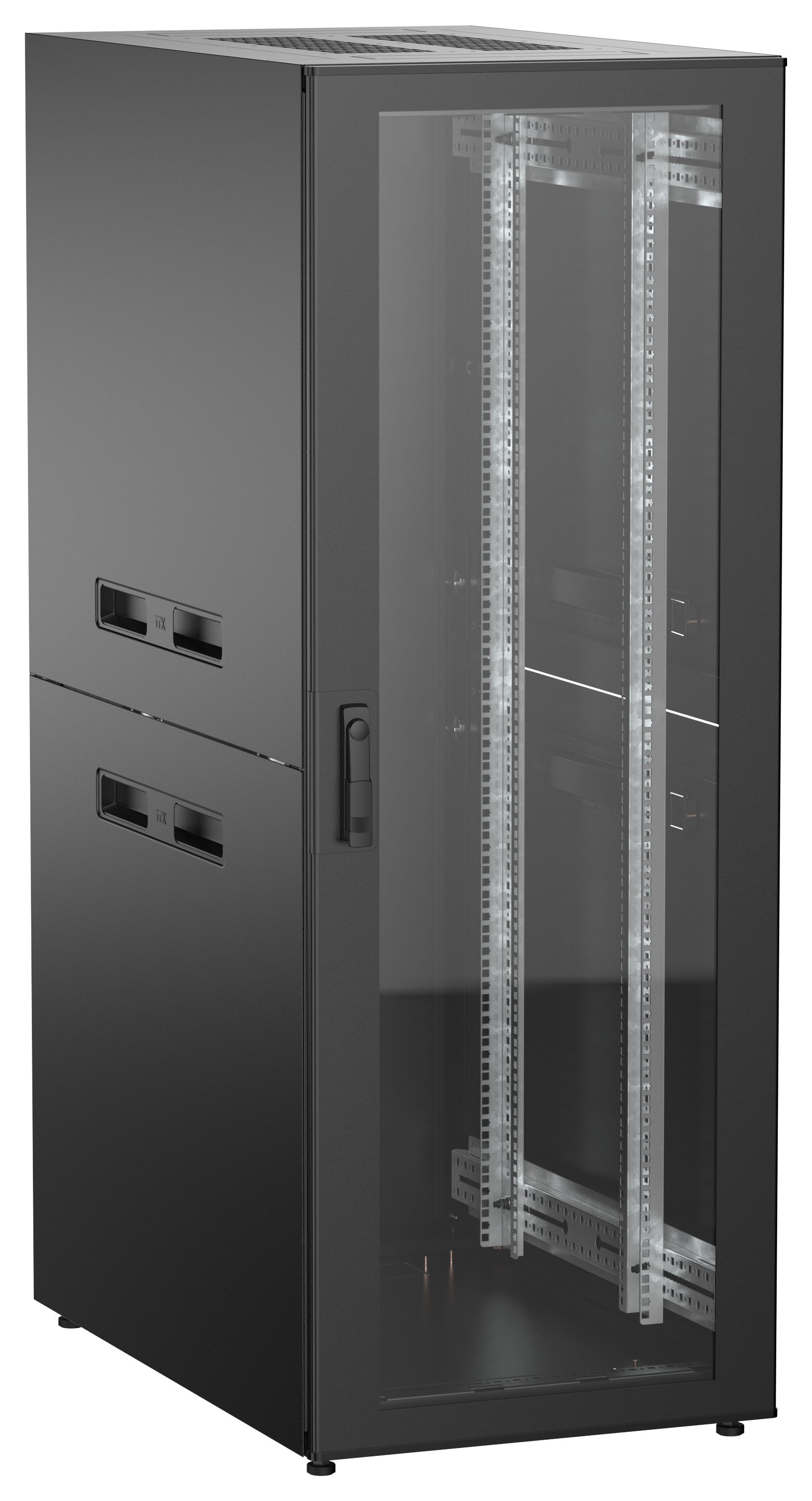 ITK UNITBOX N Шкаф сетевой 19" напольный 33U 600х1000мм стеклянная передняя дверь черный