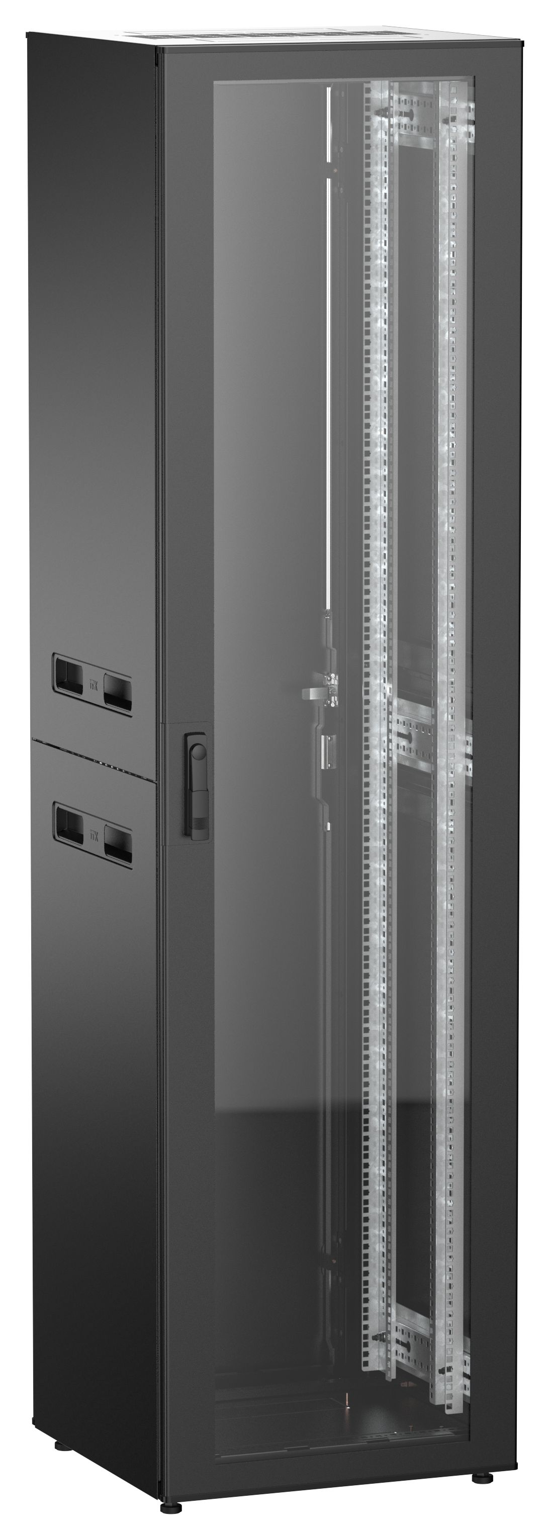 ITK UNITBOX N Шкаф сетевой 19" напольный 47U 600х600мм стеклянная передняя дверь задняя металлическая черный