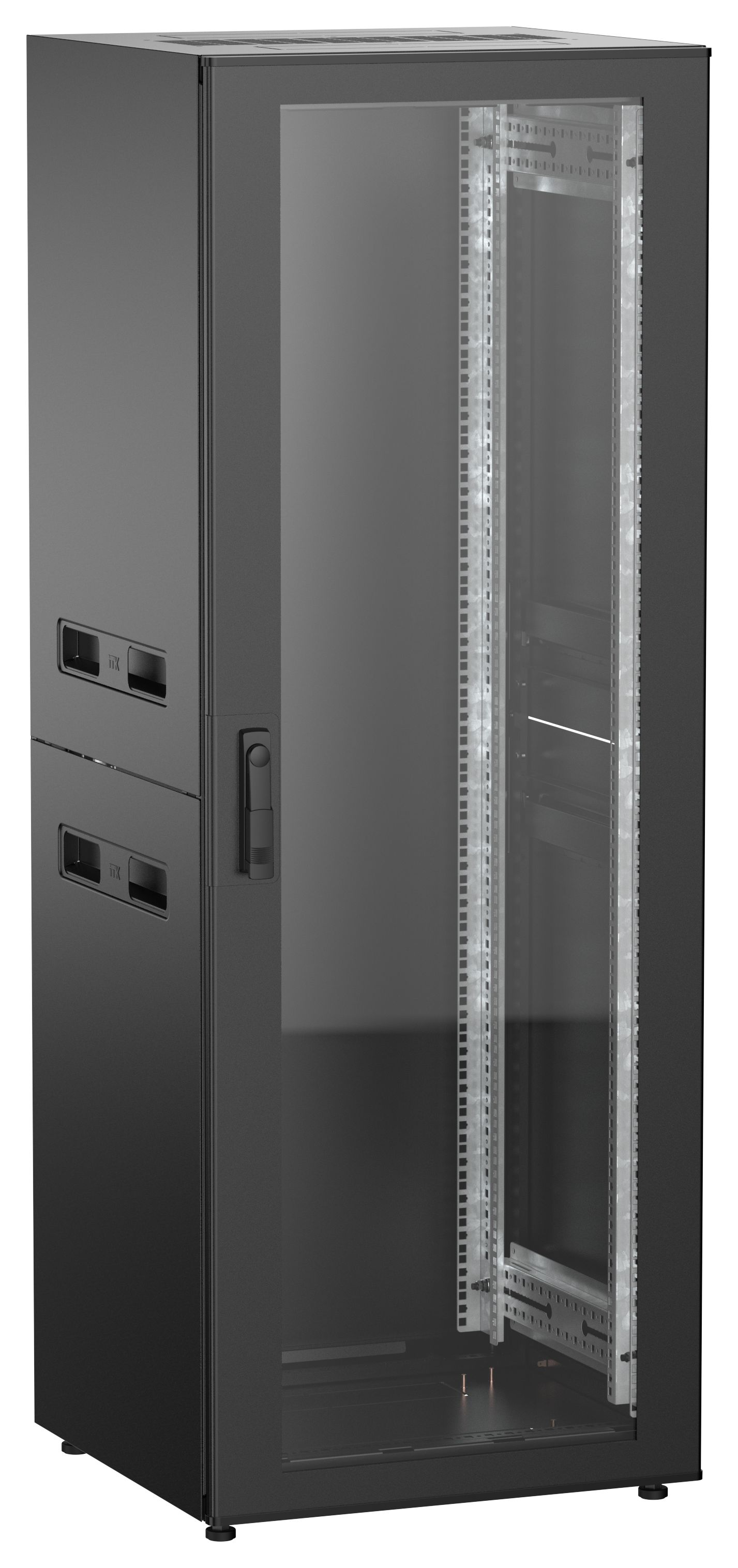 ITK UNITBOX N Шкаф сетевой 19" напольный 33U 600х600мм стеклянная передняя дверь черный