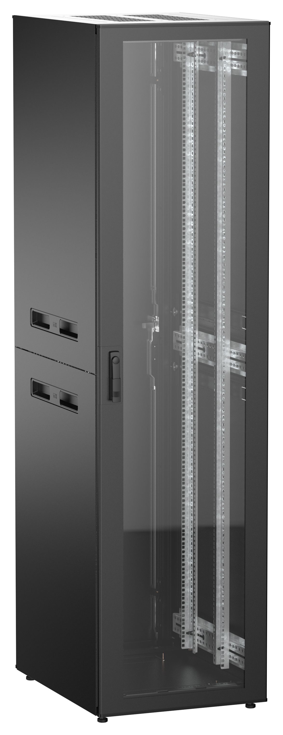ITK UNITBOX N Шкаф сетевой 19" напольный 47U 600х800мм стеклянная передняя дверь задняя металлическая черный