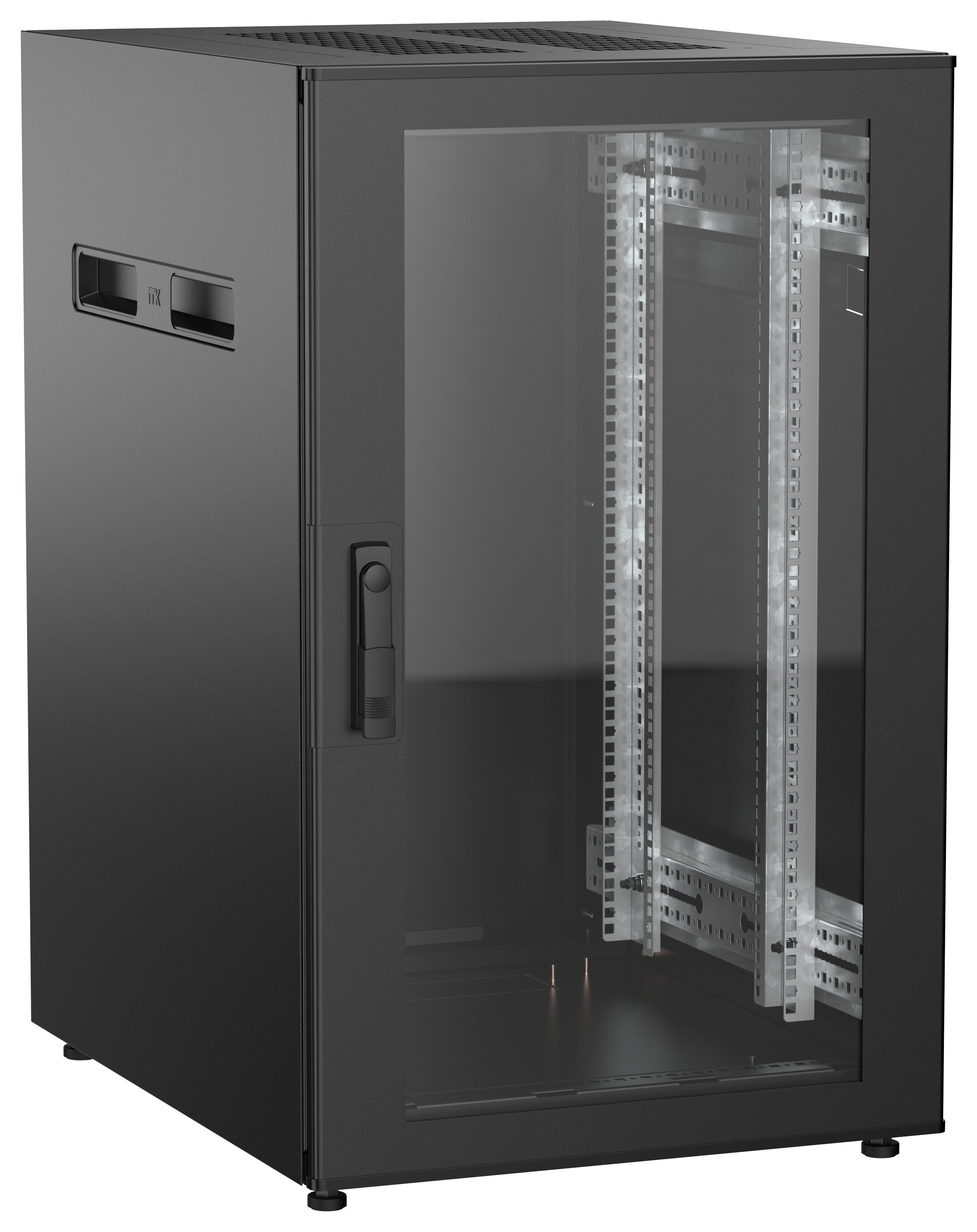 ITK UNITBOX N Шкаф сетевой 19" напольный 18U 600х800мм стеклянная передняя дверь черный
